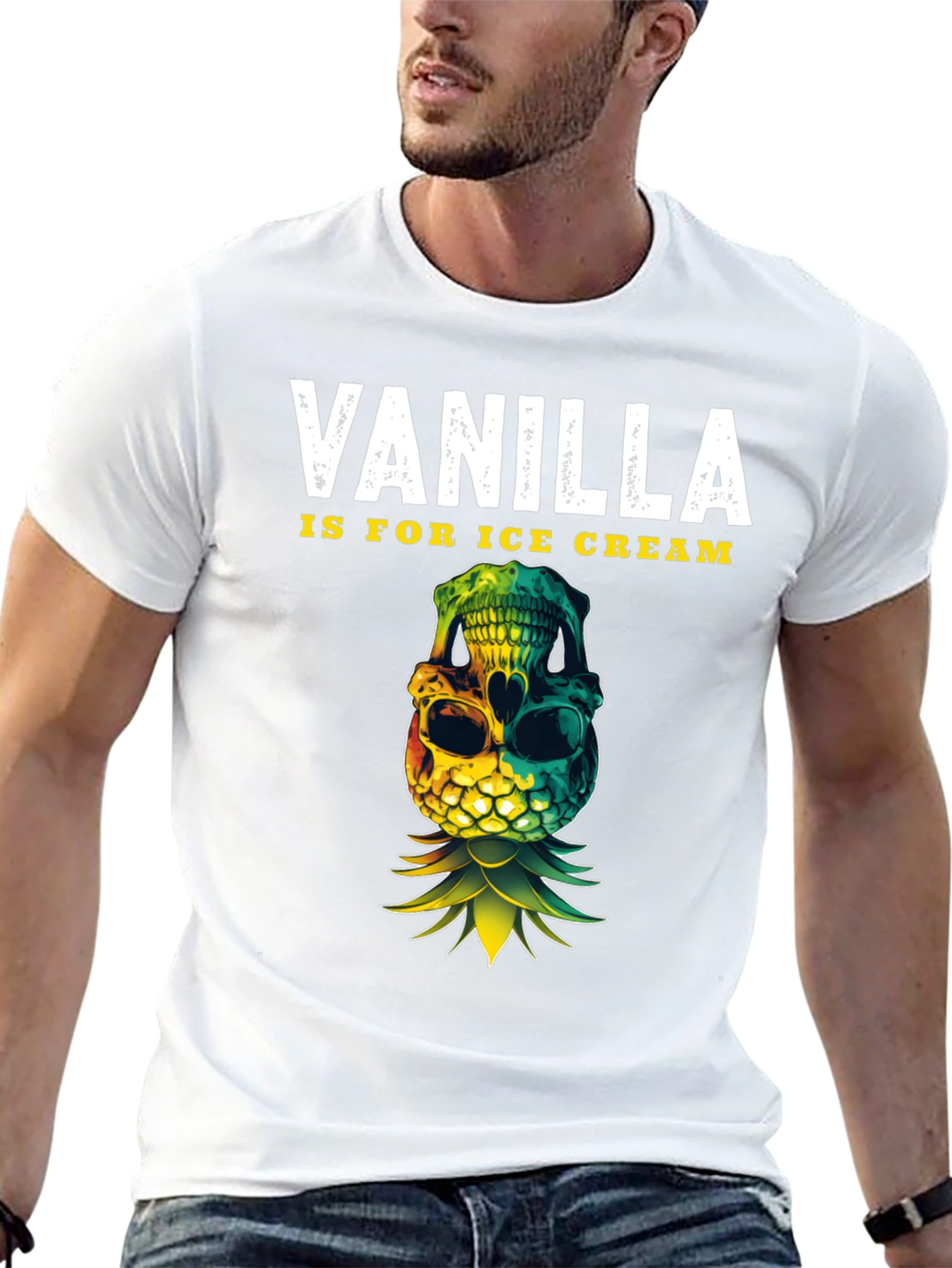 Black Vanilla Ice Cream Skull Pineapple T-Shirt view 13