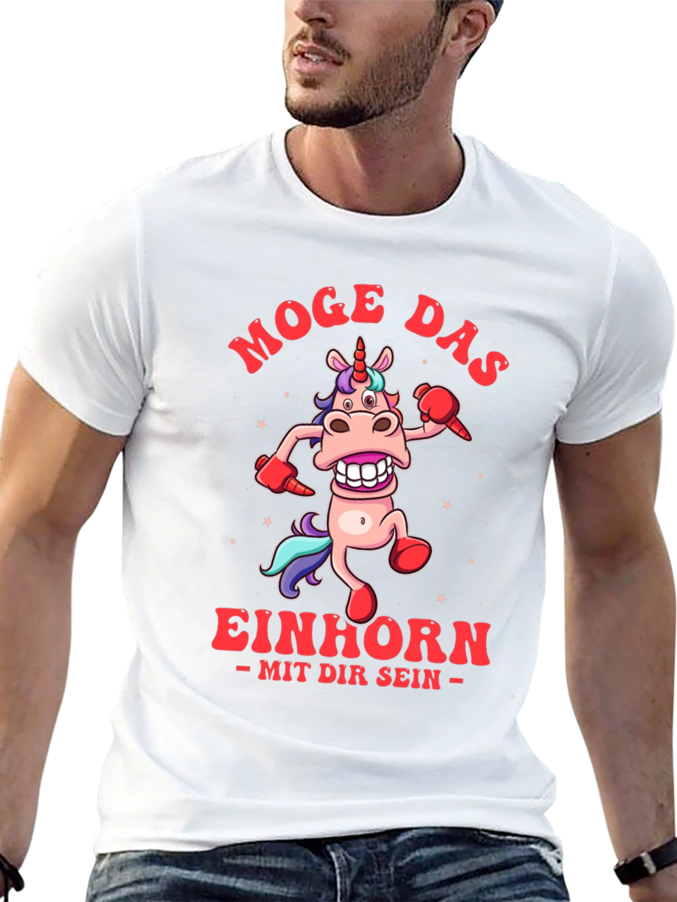 Black Funny Unicorn T-Shirt - Moge Das Einhorn view 13