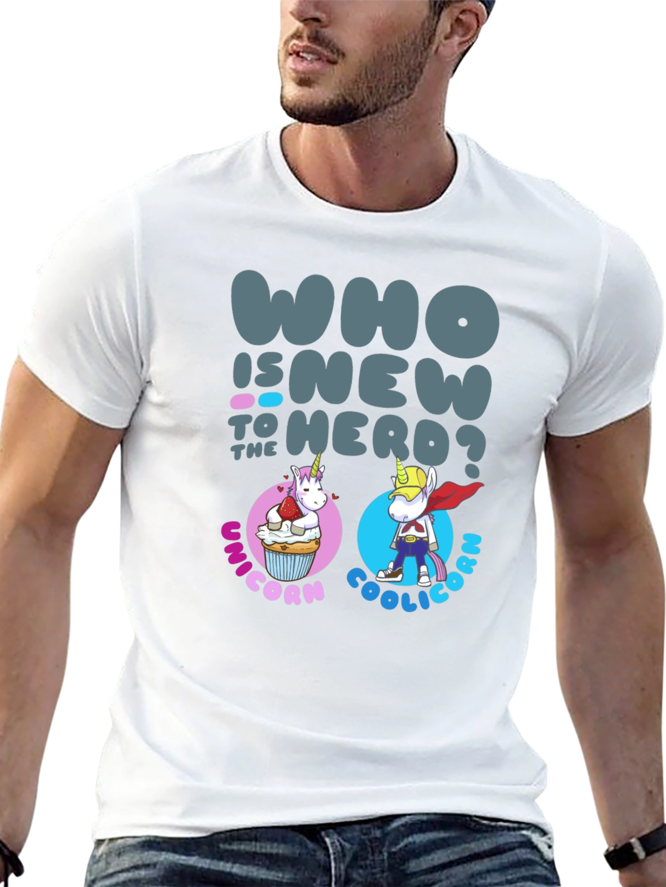 Black Unicorn & Coolicorn Tee: Who is New to Herd T-Shirt view 13