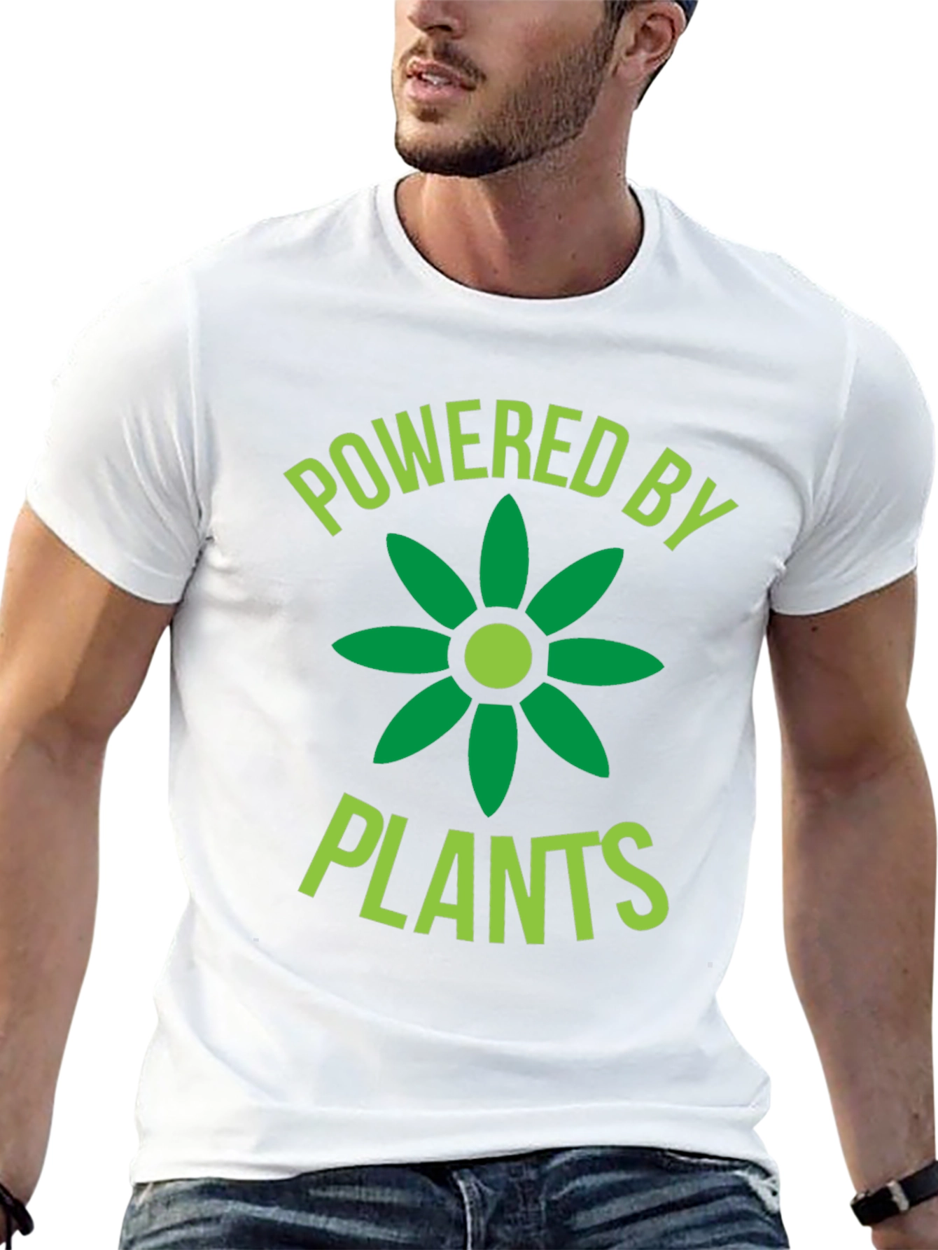Black Powered By Plants Graphic Tee - Vegan T-Shirt view 13