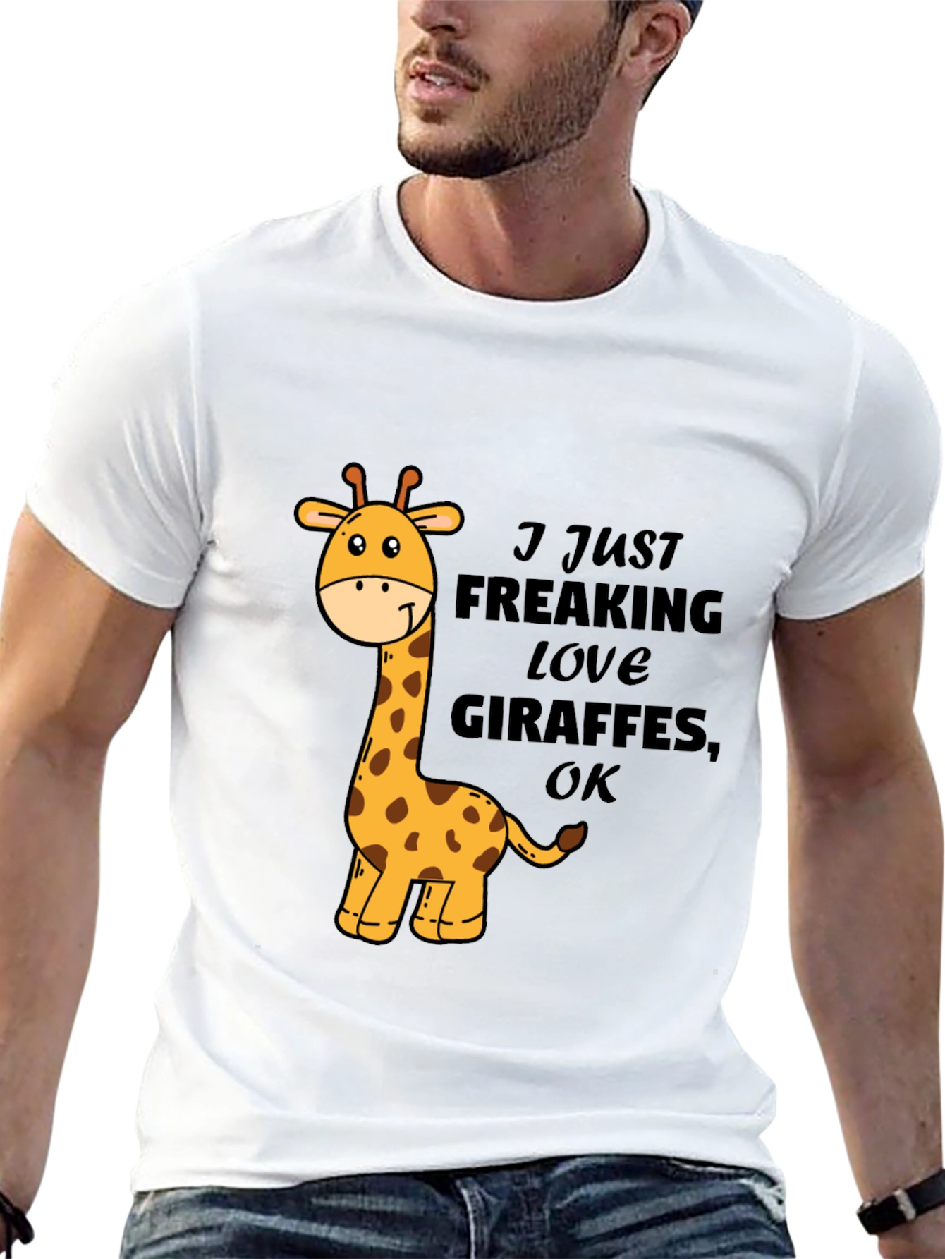 Black I Love Giraffes Black T-Shirt view 13