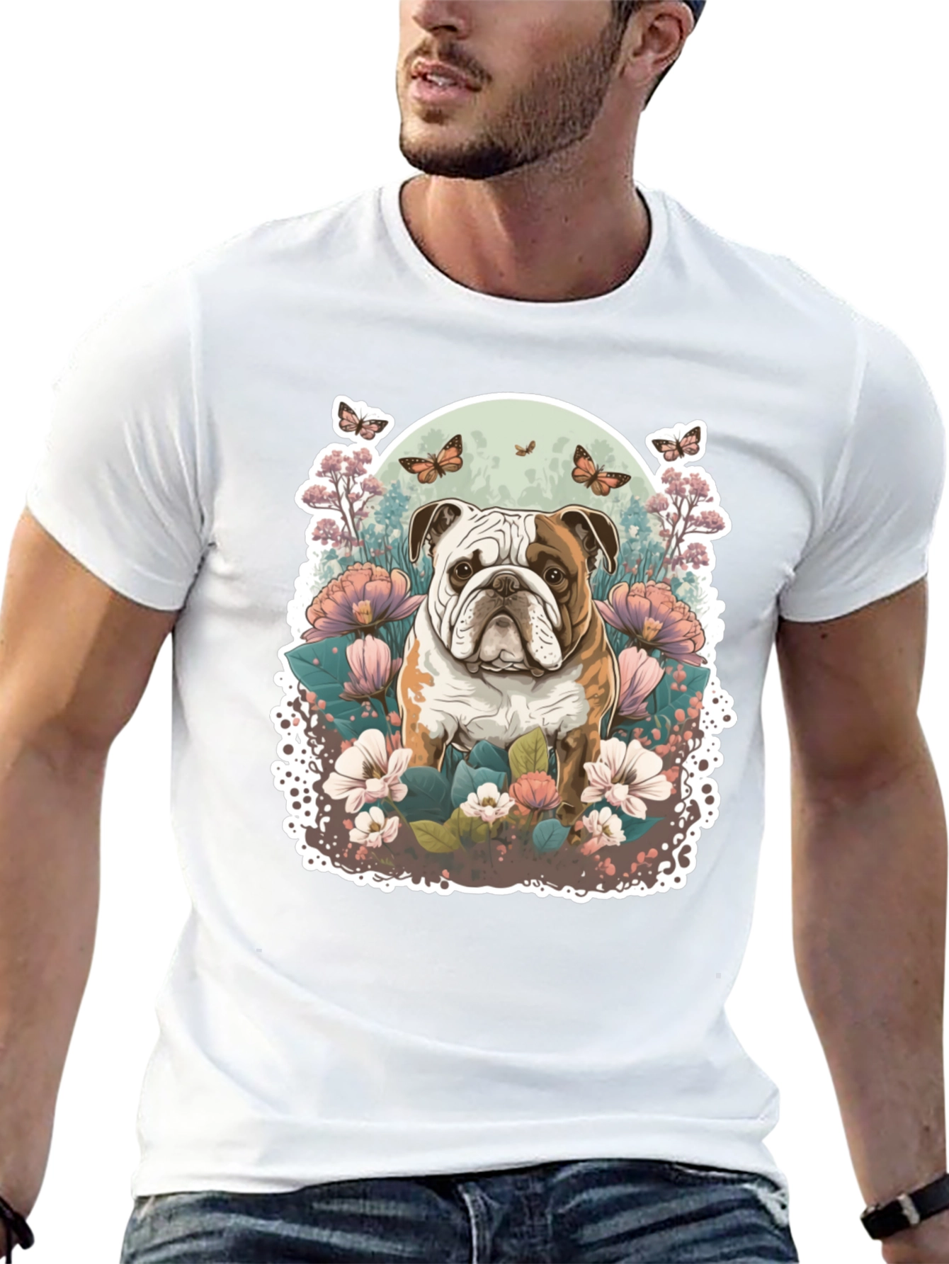 Black Bulldog Floral T-Shirt view 13
