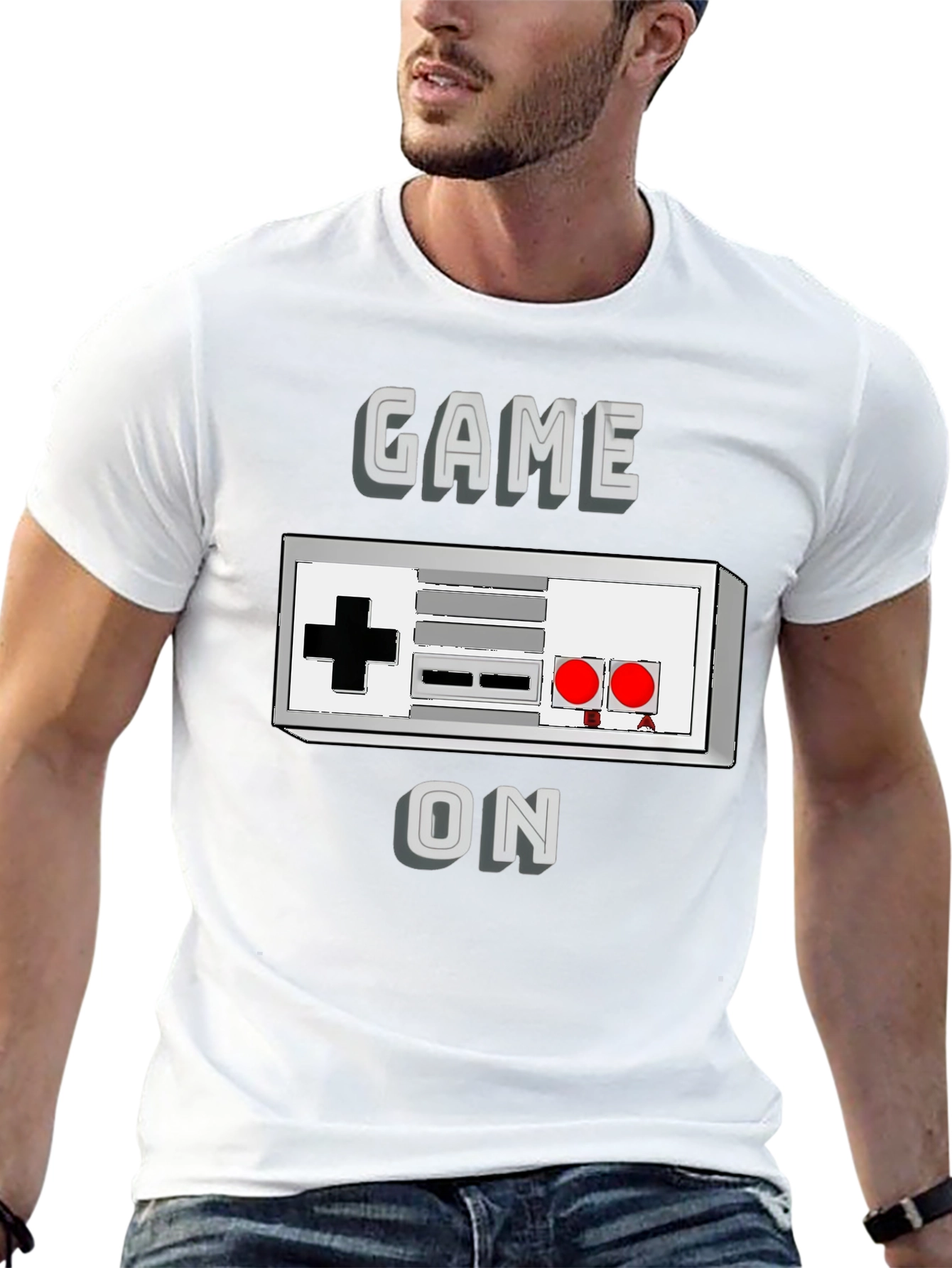 Black Game On Retro Controller T-Shirt view 13