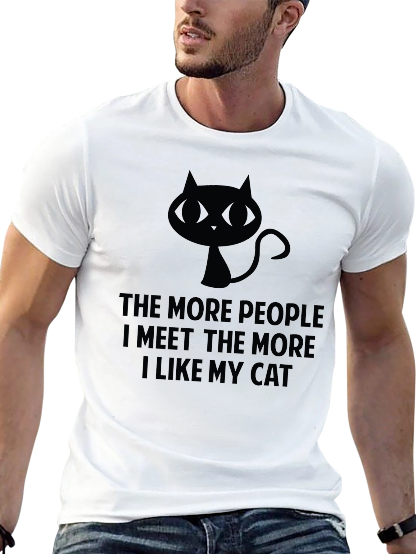 Black The More People I Meet Cat T-Shirt view 13