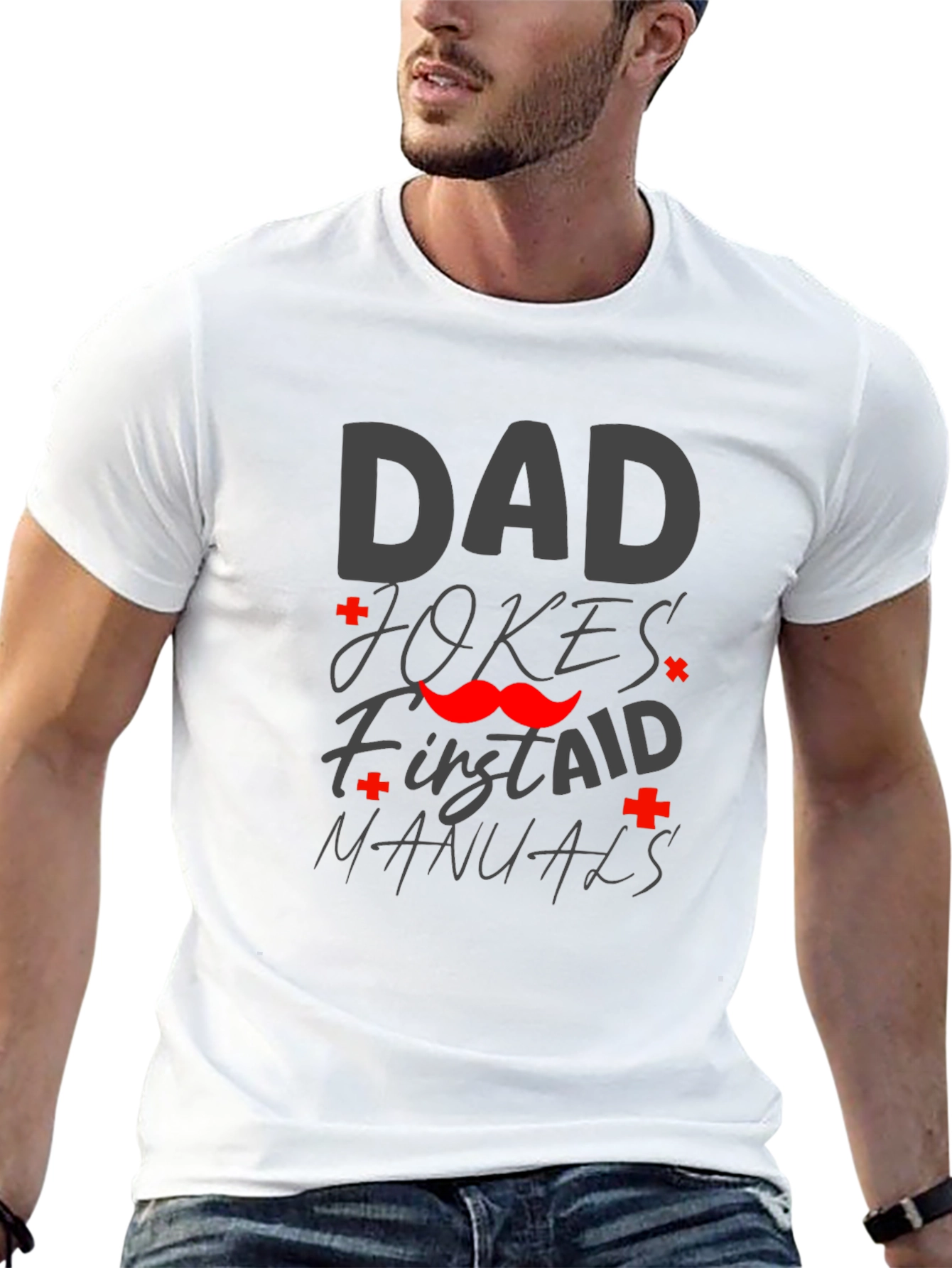 Black Dad Jokes First Aid Manuals Graphic Tee view 13