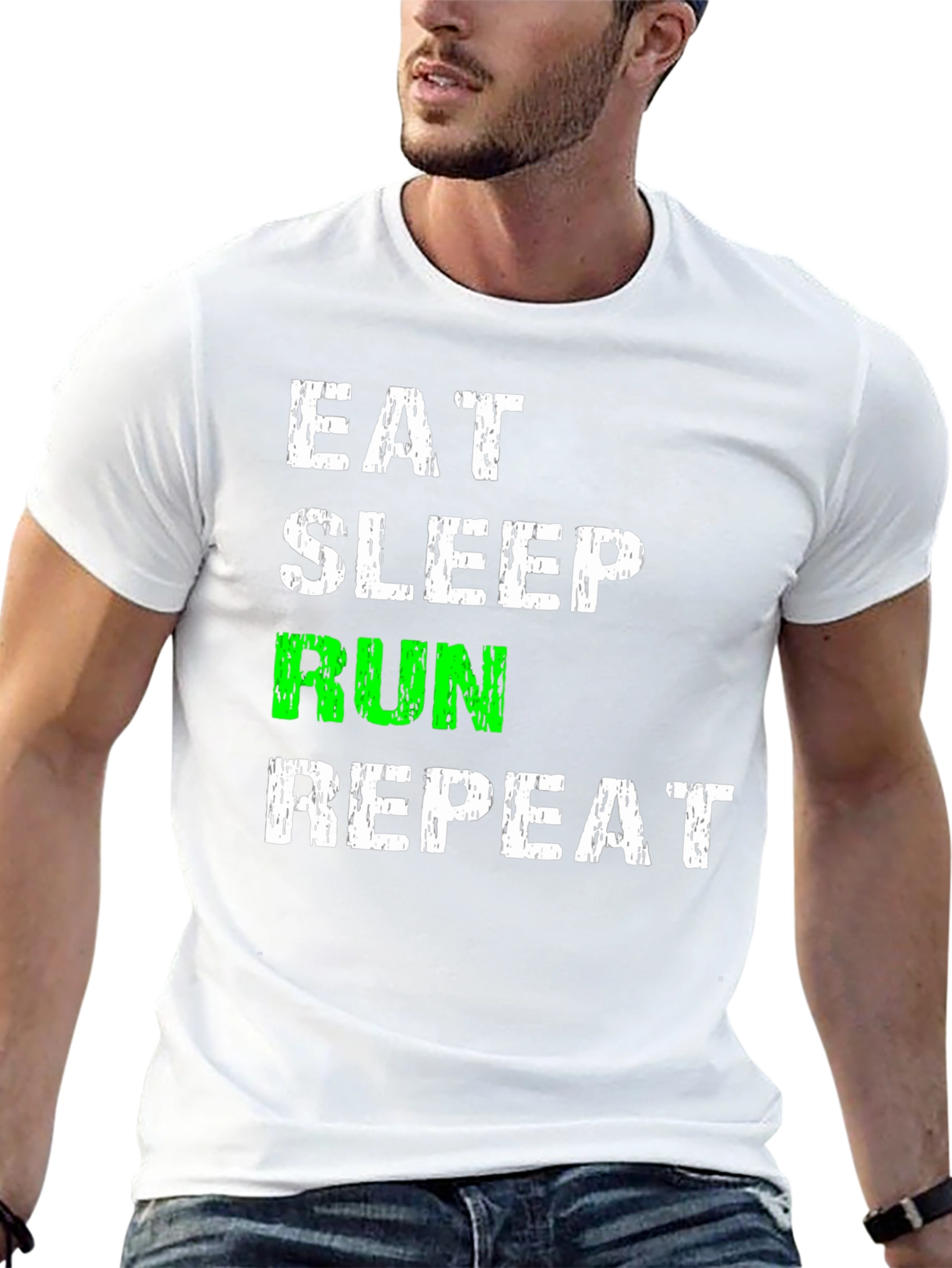 Black Eat Sleep Run Repeat Black Graphic Tee view 13