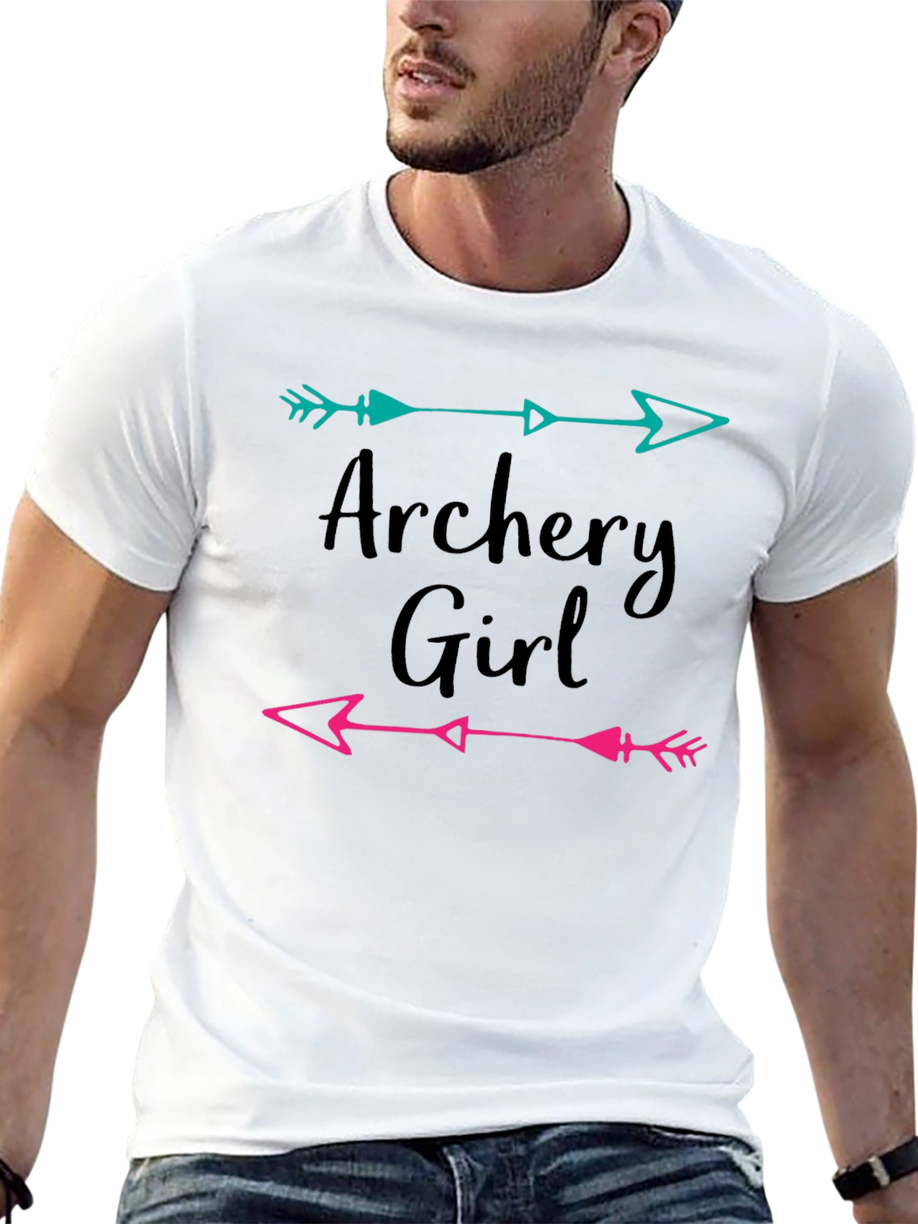 Black Archery Girl Arrow Graphic Tee - Black Cotton T-Shirt view 13