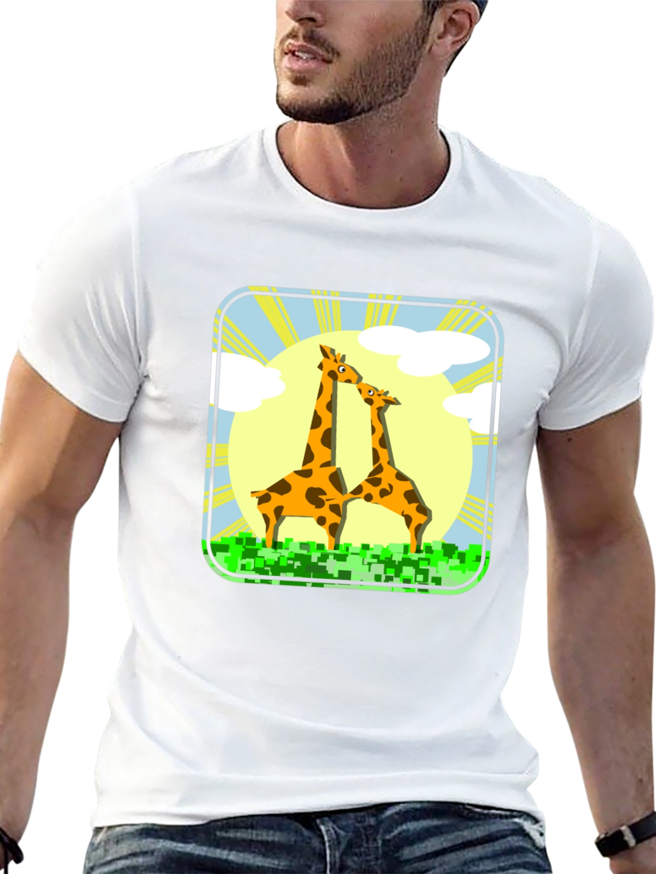 Black Giraffe Graphic Tee - Black Cotton T-Shirt view 13