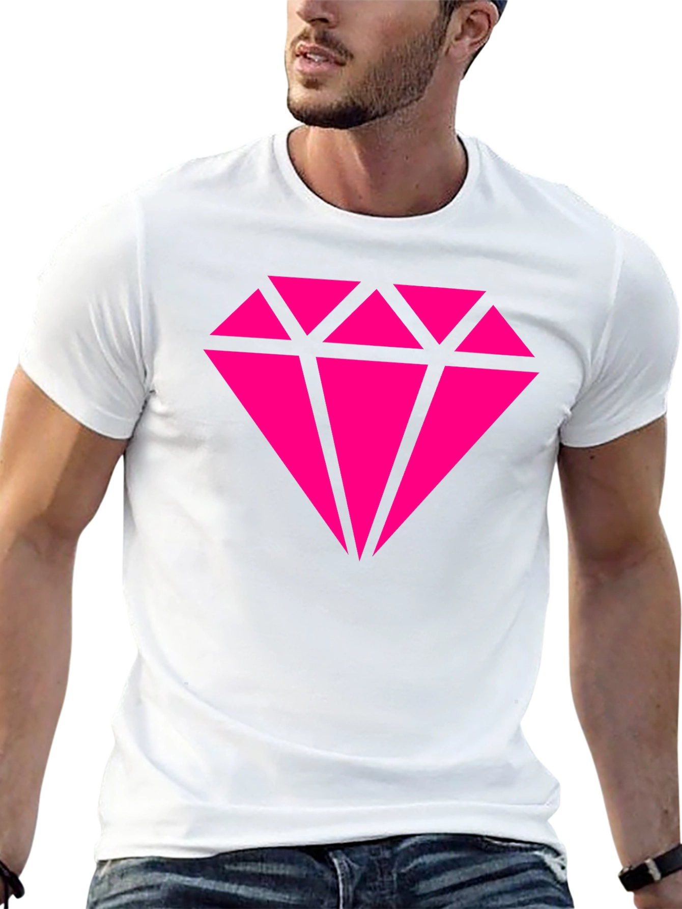 Black Pink Diamond Graphic Black T-Shirt view 13