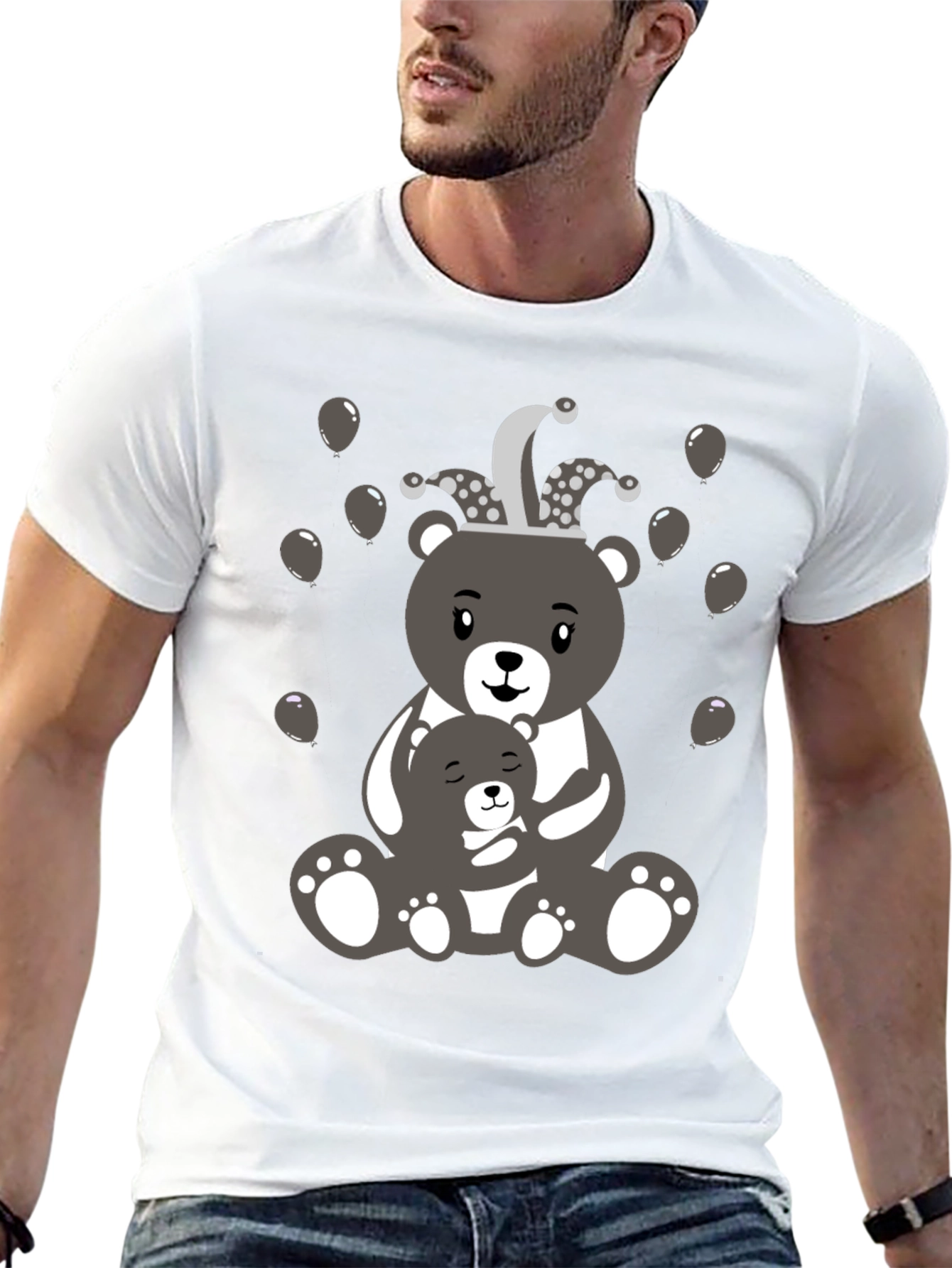 Black Cute Bear Family T-Shirt view 13
