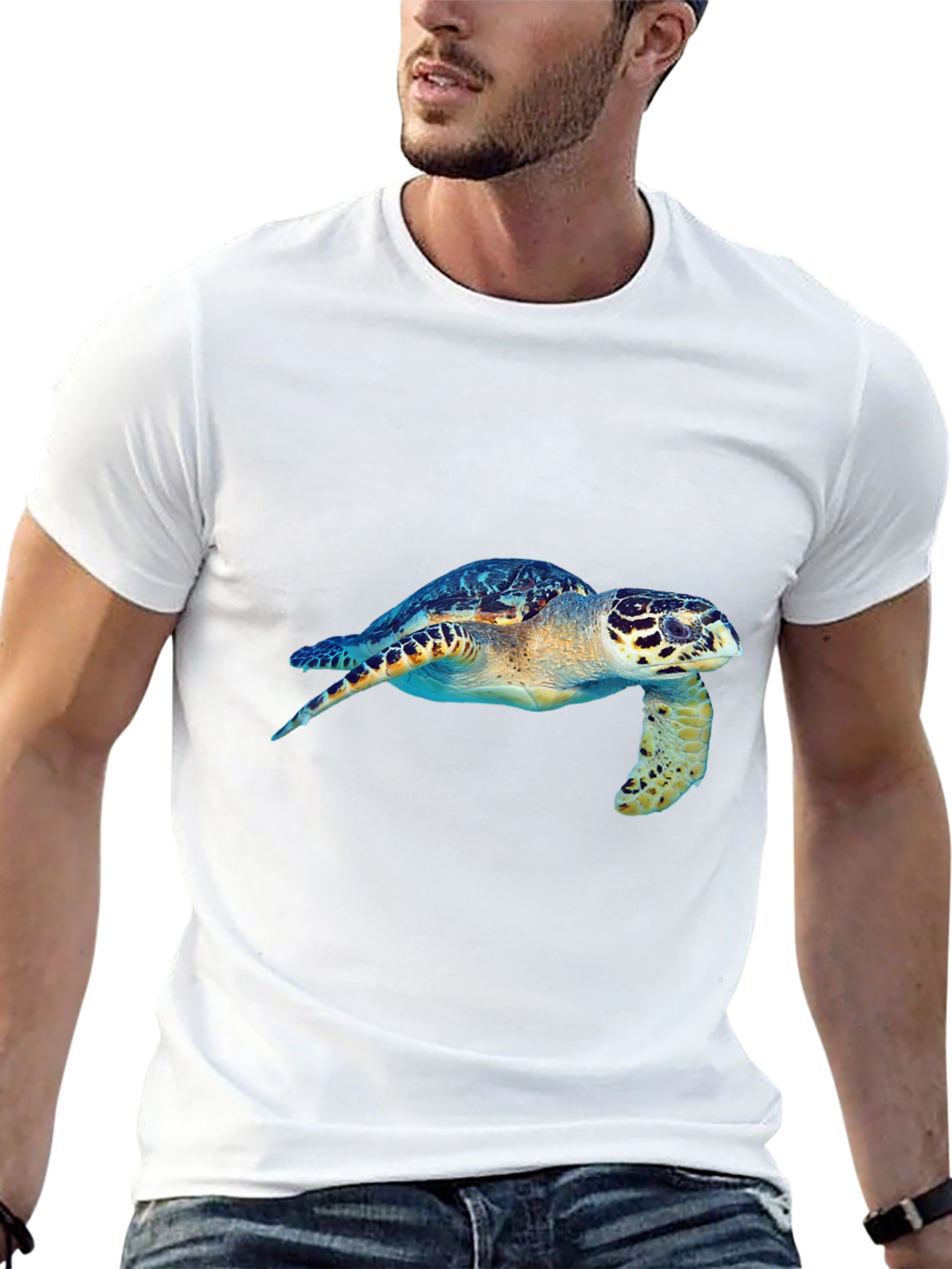 Black Sea Turtle Graphic Tee - Black Cotton Blend view 13