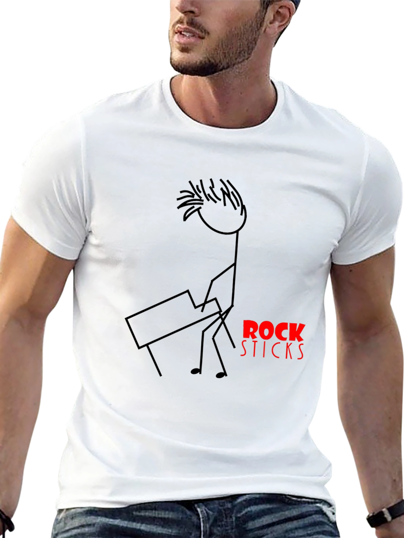 Black Rock Sticks Graphic T-Shirt - Black Cotton Tee view 13
