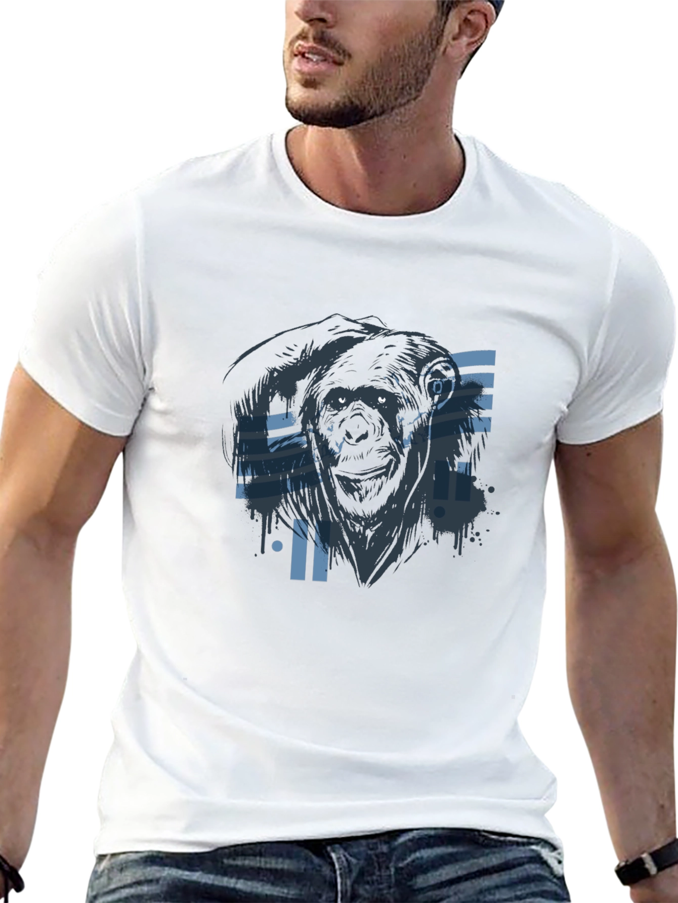 Black Cyber Gorilla Black T-Shirt - Cool Graphic Tee view 13