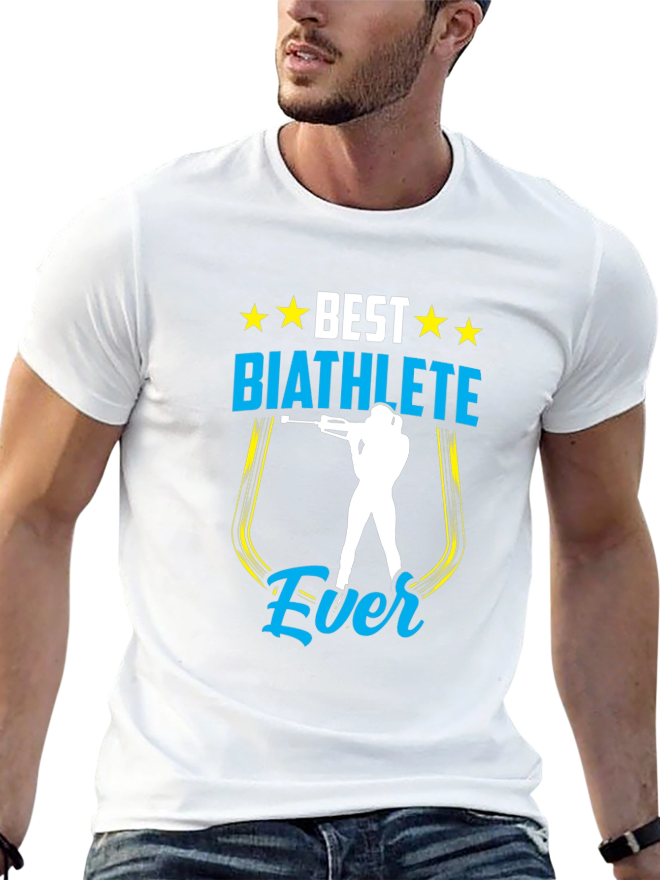 Black Best Biathlete Ever T-Shirt | Men's Black Graphic Tee view 13