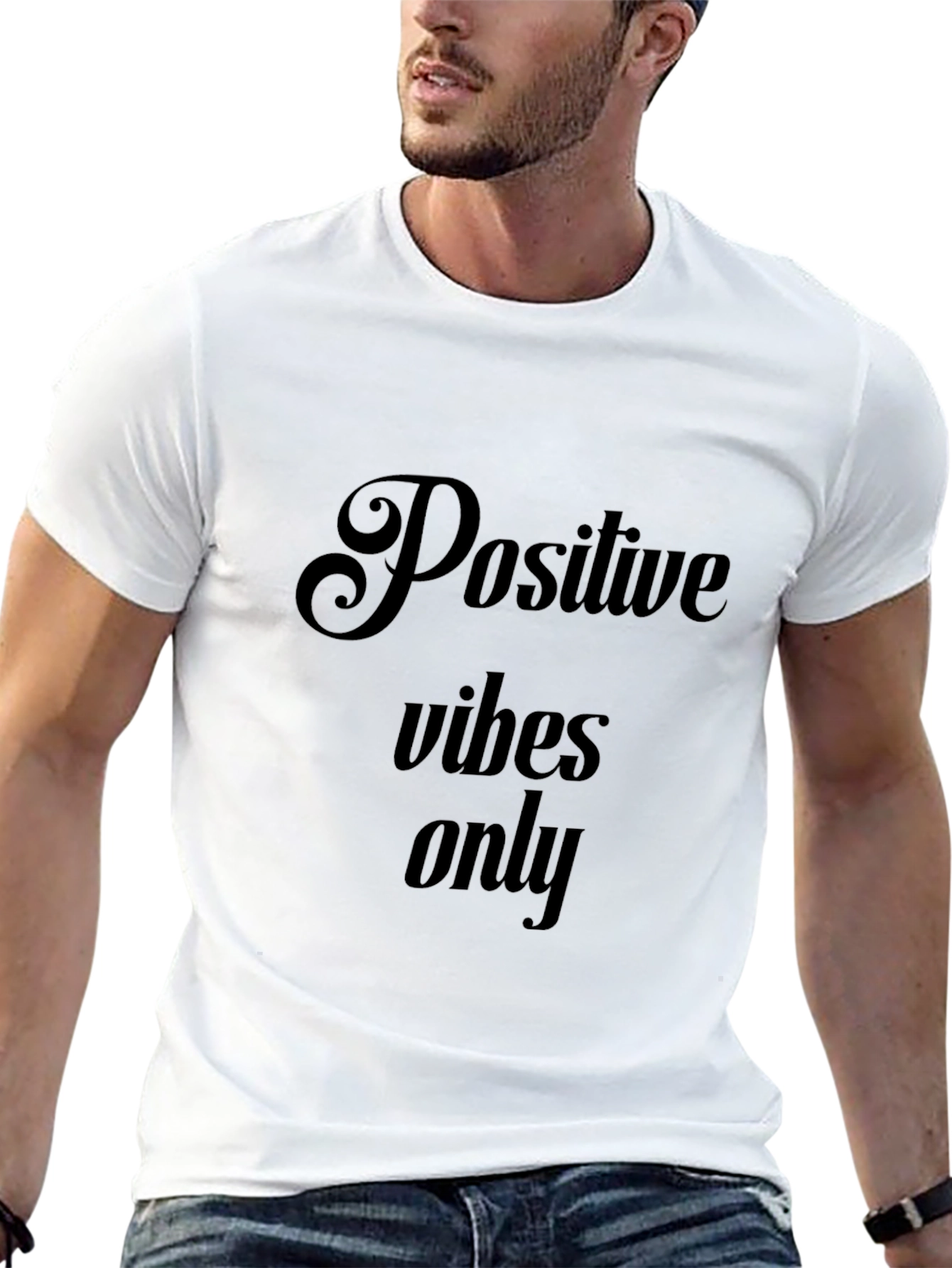 Black Positive Vibes Only Black Graphic Tee view 13