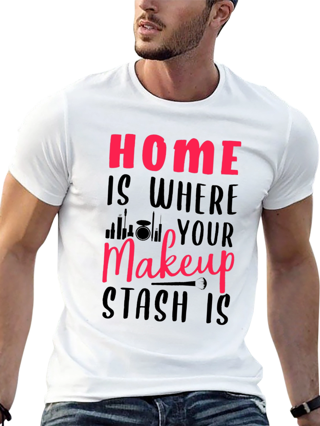 Black Makeup Stash T-Shirt - Home is Where Your Makeup Is view 13