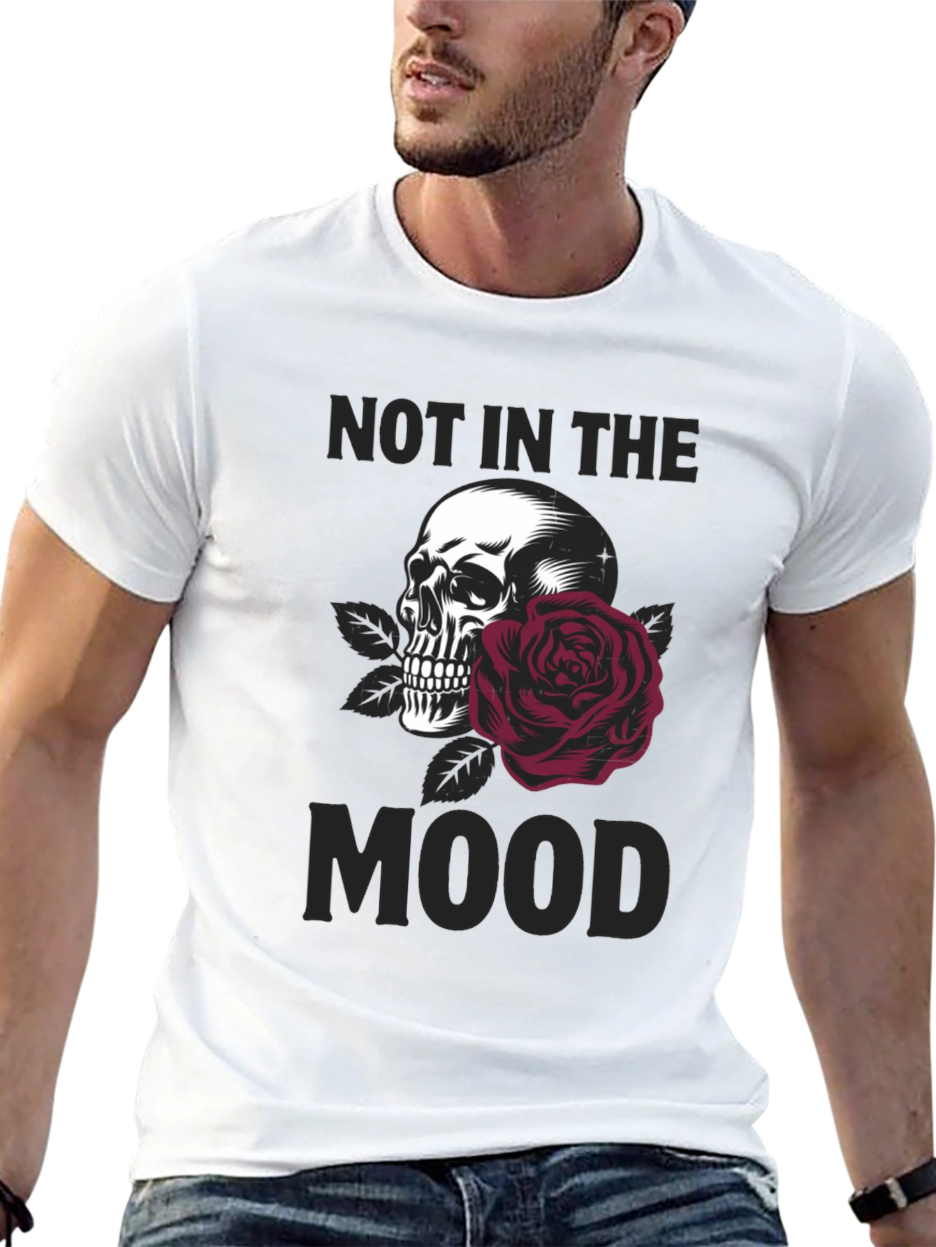 Not in the Mood Skull & Rose Graphic T-Shirt - 13
