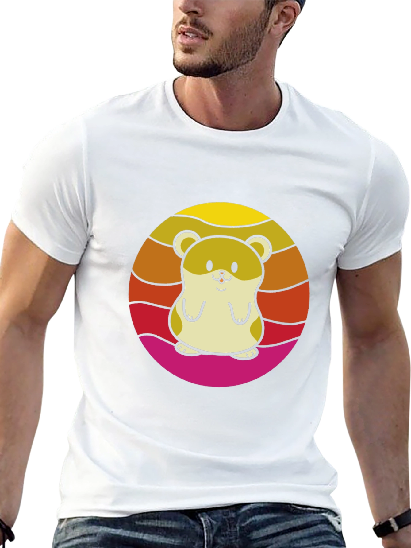 Cute Hamster Sunset Graphic T-Shirt - 13