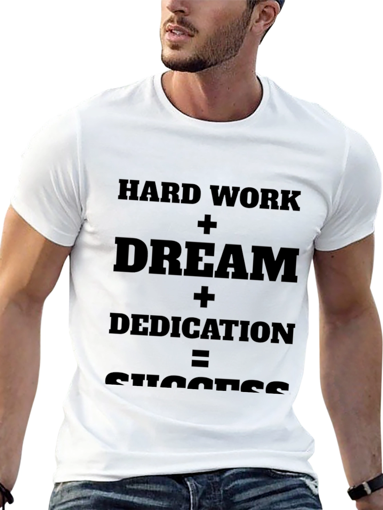 Black Motivational T-Shirt: Hard Work + Dream = Success view 13