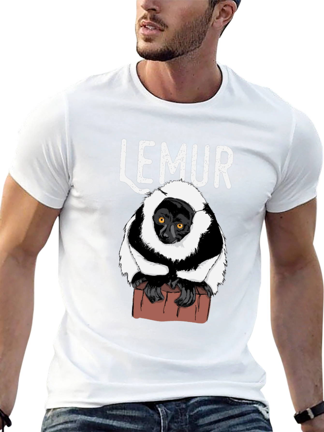 Black Lemur Graphic Print Black T-Shirt view 13