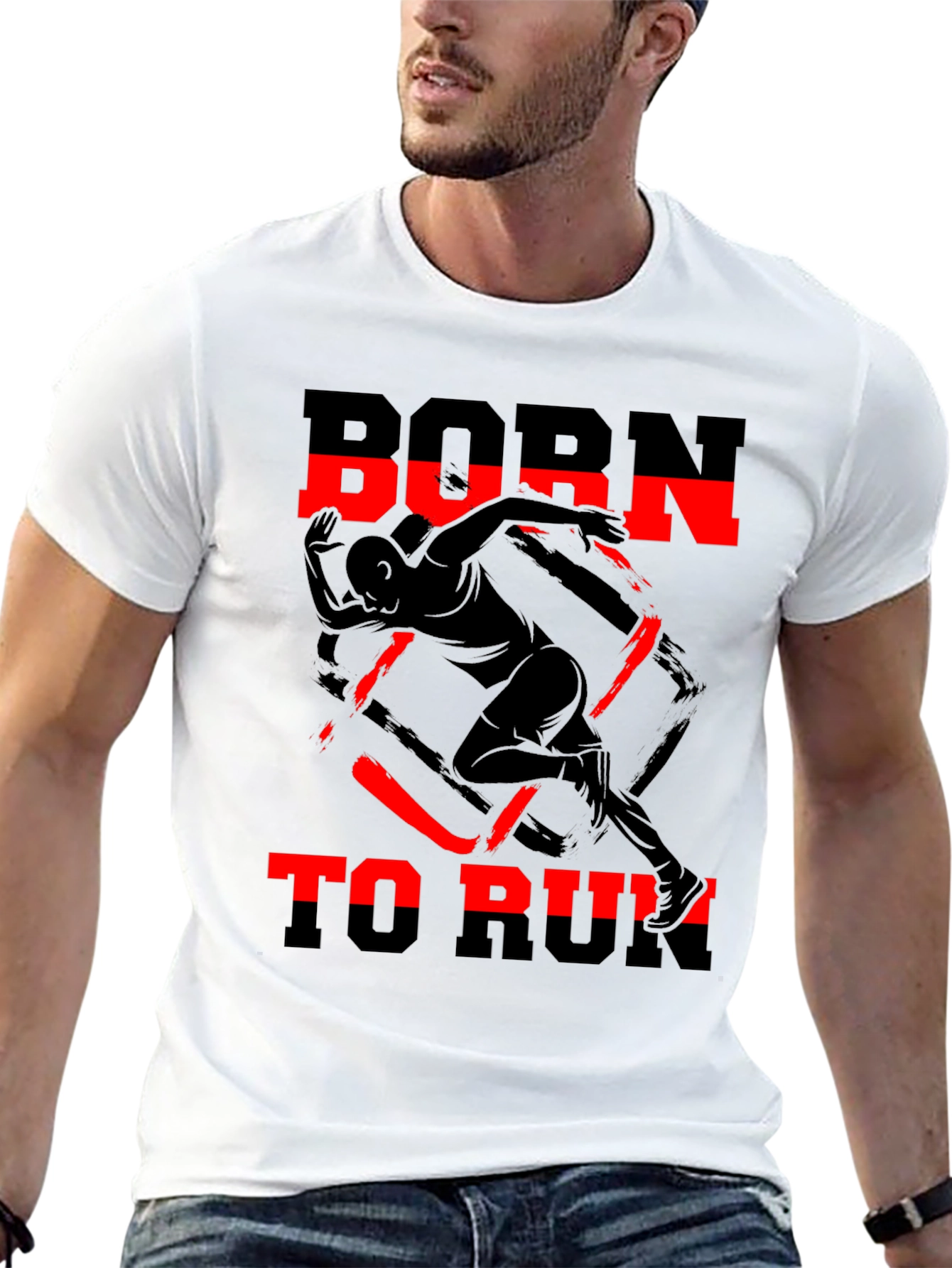 Black Born to Run Graphic Tee - Black Cotton T-Shirt view 13