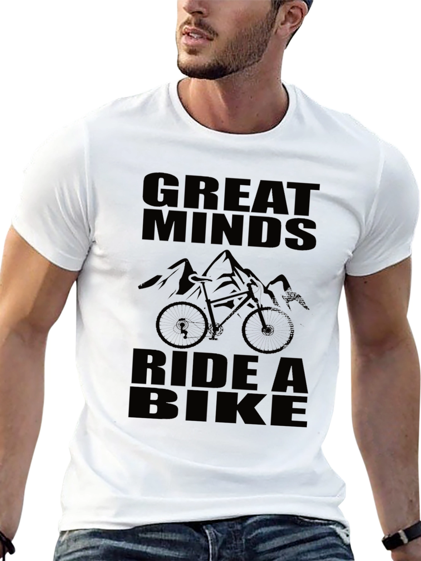 Black Great Minds Ride a Bike Black Graphic T-Shirt view 13