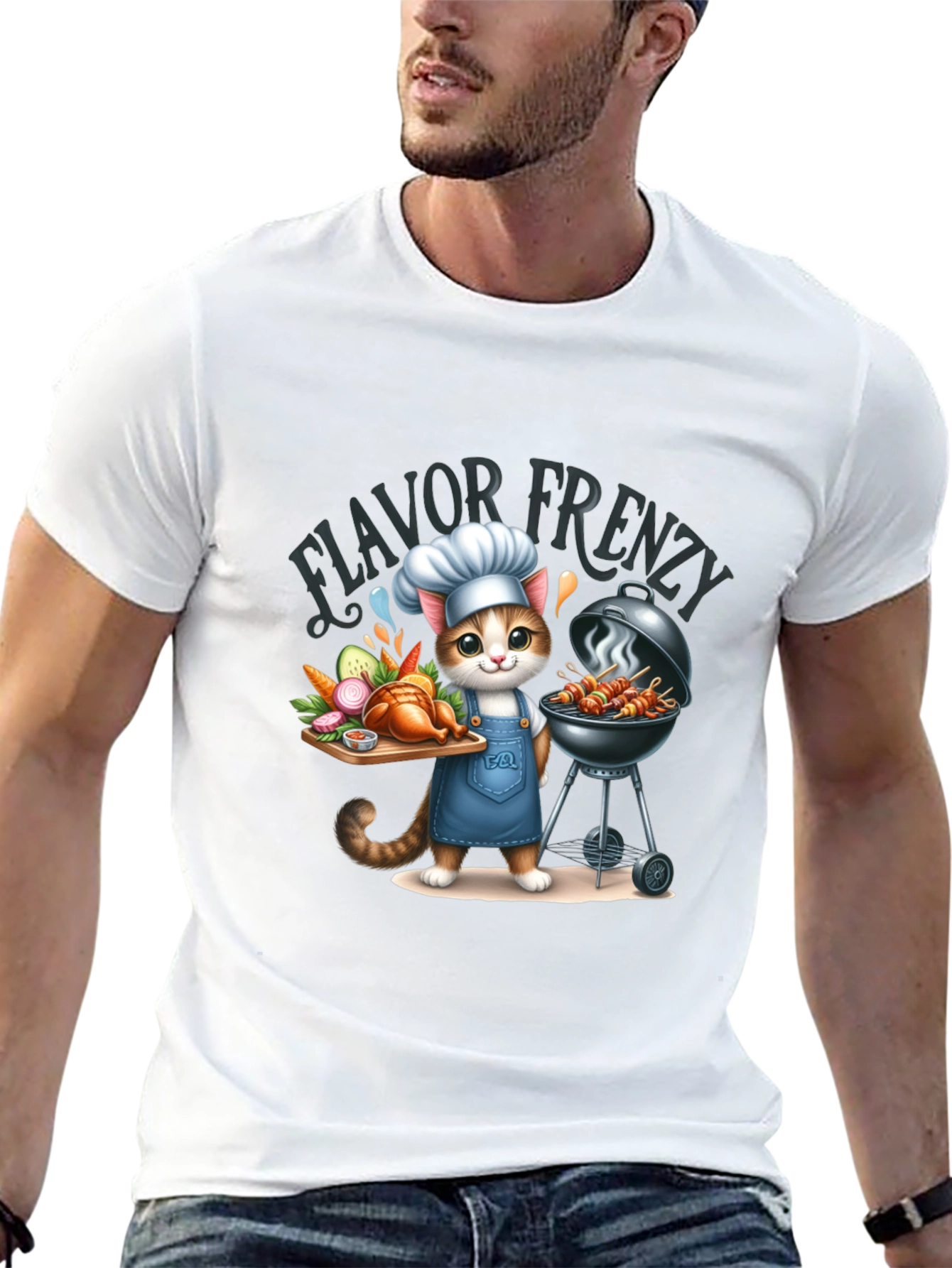 Black Flavor Frenzy Cat Chef T-Shirt view 13