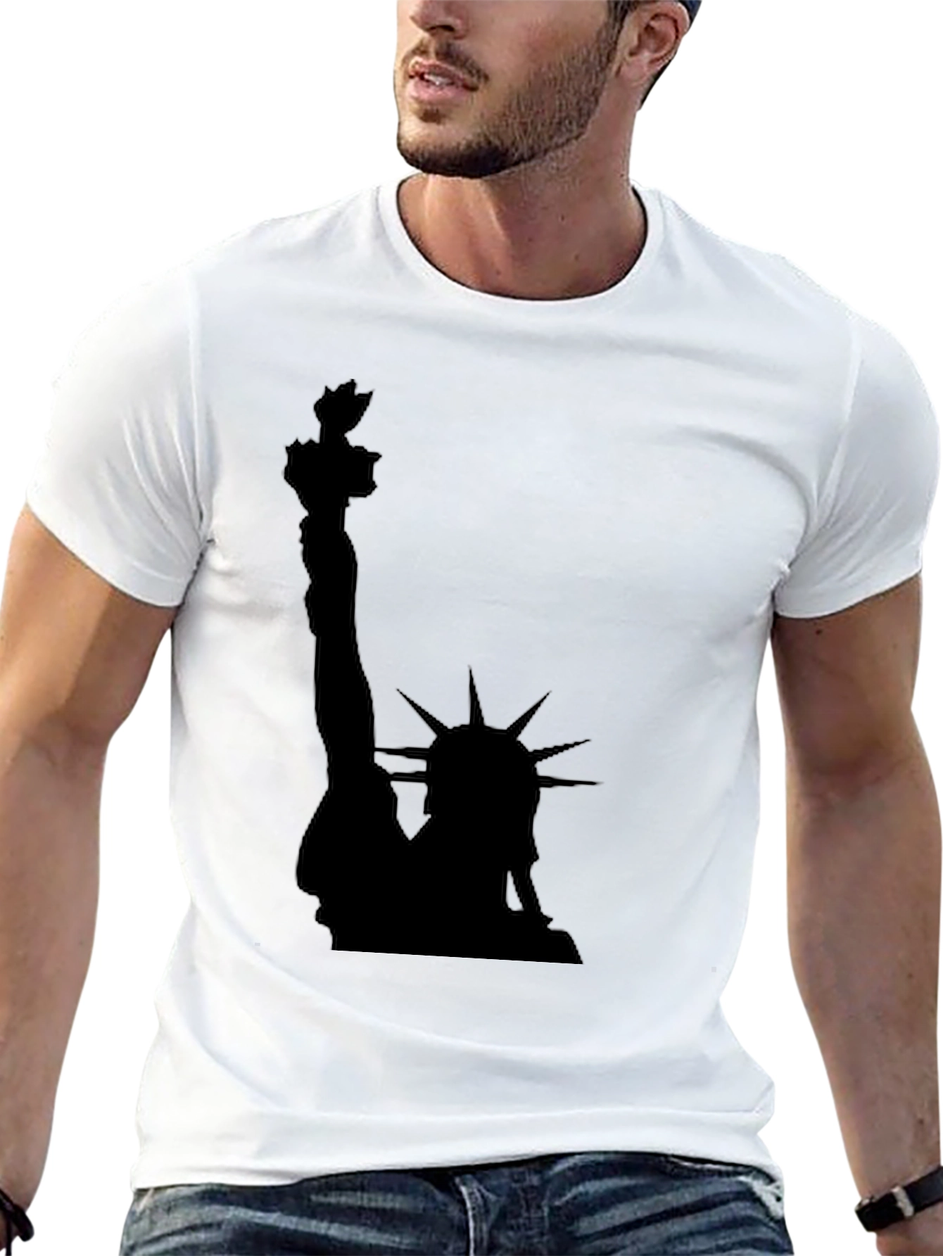 Statue of Liberty Graphic Tee - Black Cotton T-Shirt - 13