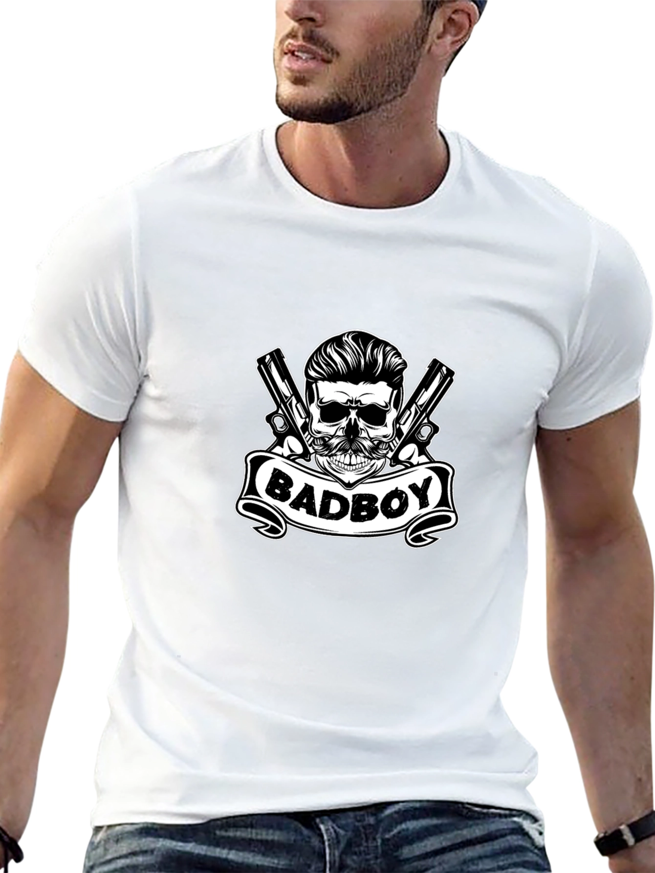 Black Badboy Skull Graphic Tee - Black view 13