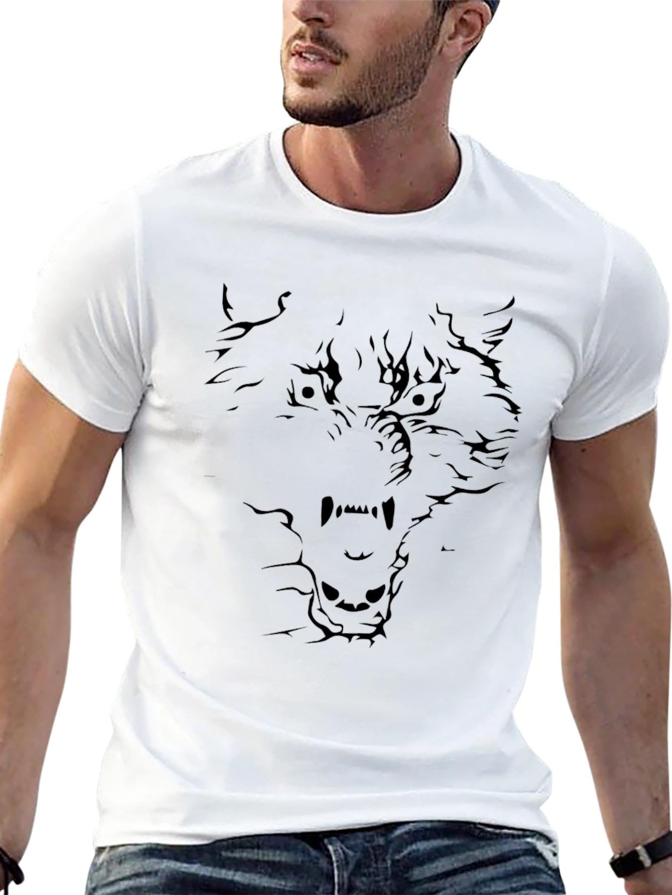 Black Men's Black Wolf Graphic Tee view 13