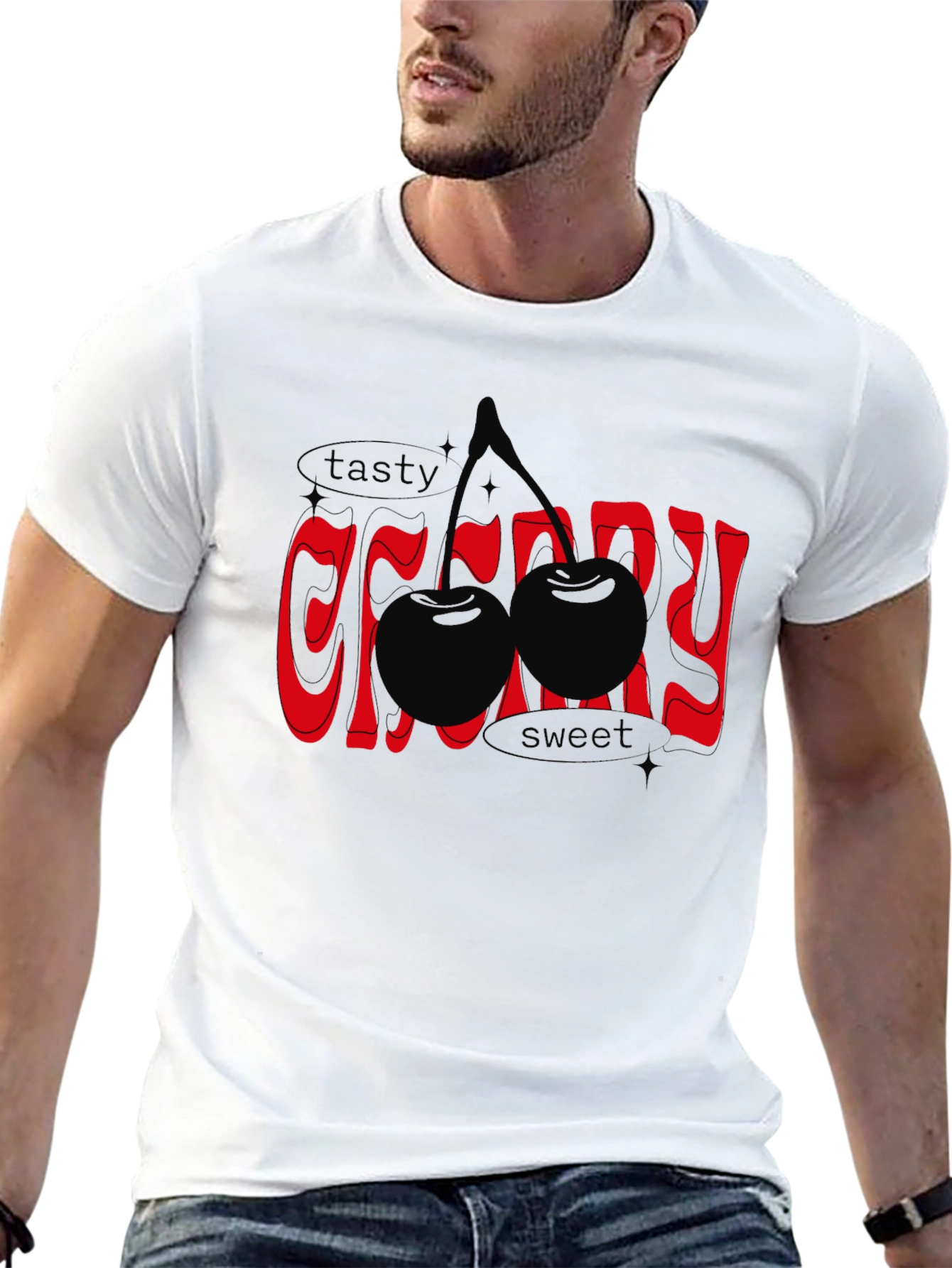 Black Tasty Cherry Graphic Tee - Unisex Black T-Shirt view 13