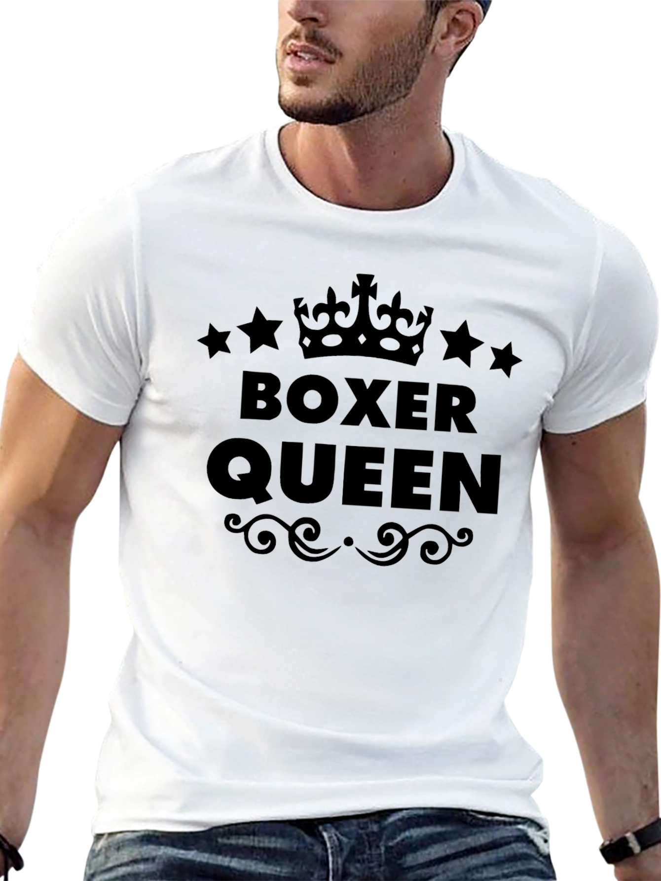 Black Boxer Queen Crown Graphic Tee - Black view 13