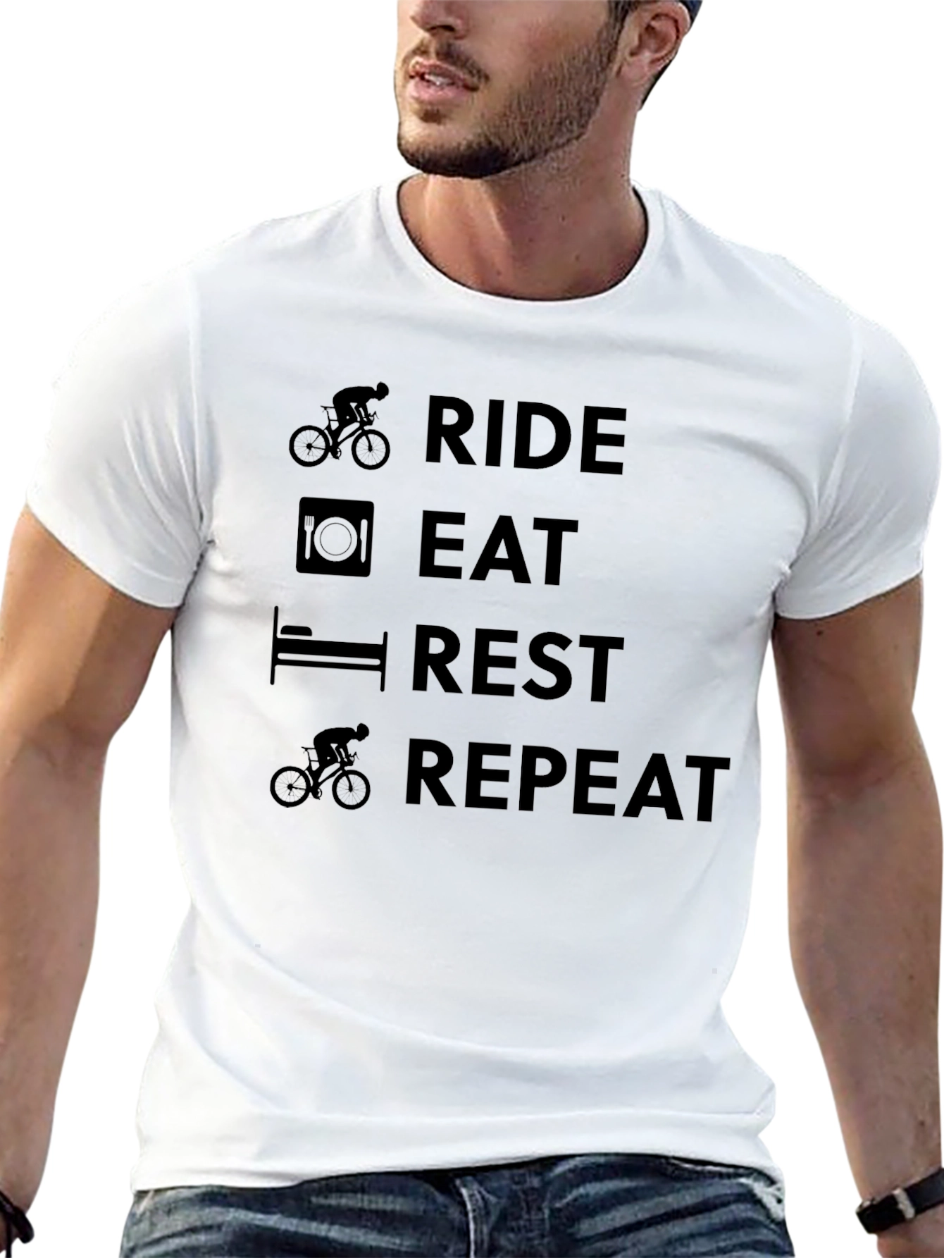 Black Ride Eat Rest Repeat Cycling T-Shirt view 13