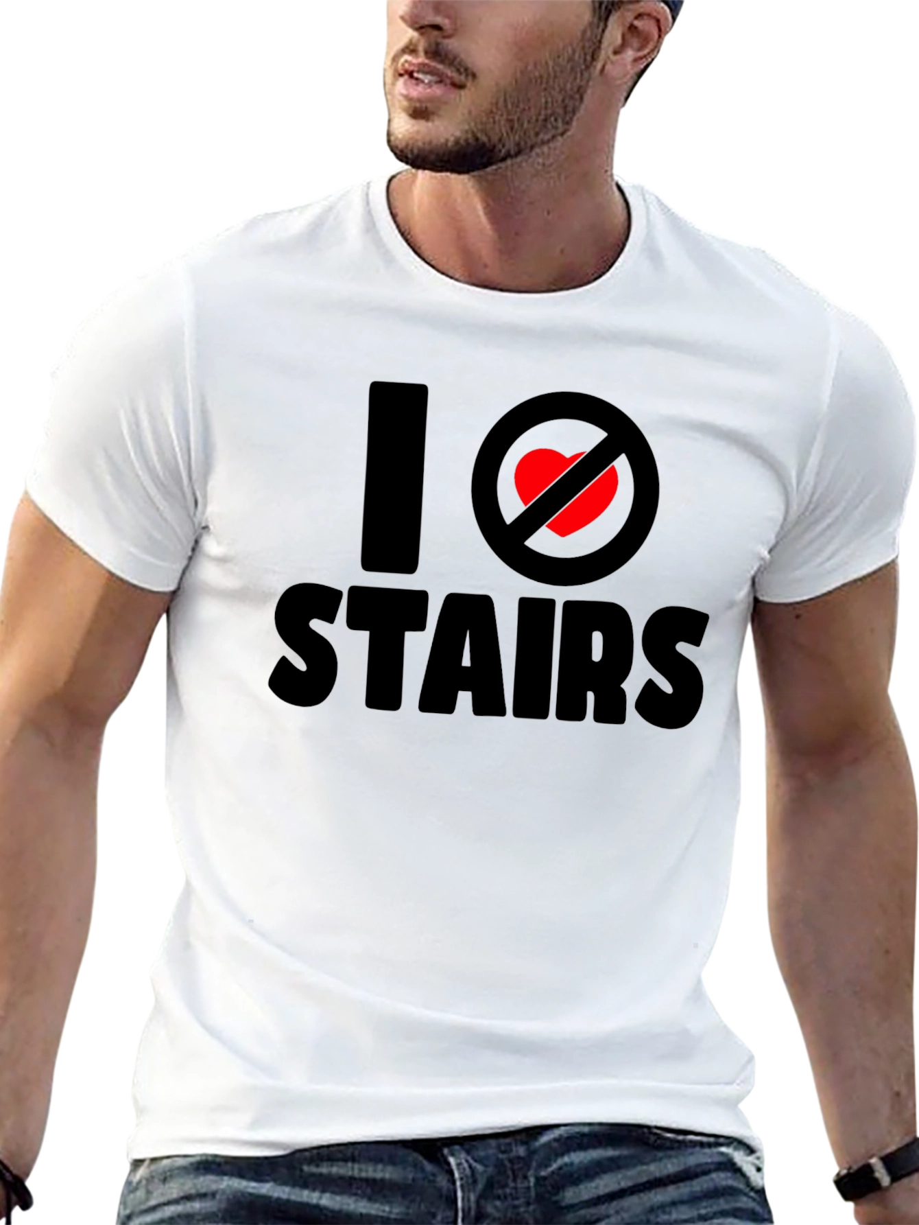 Black I Hate Stairs Graphic Tee - Funny Anti-Stair T-Shirt view 13