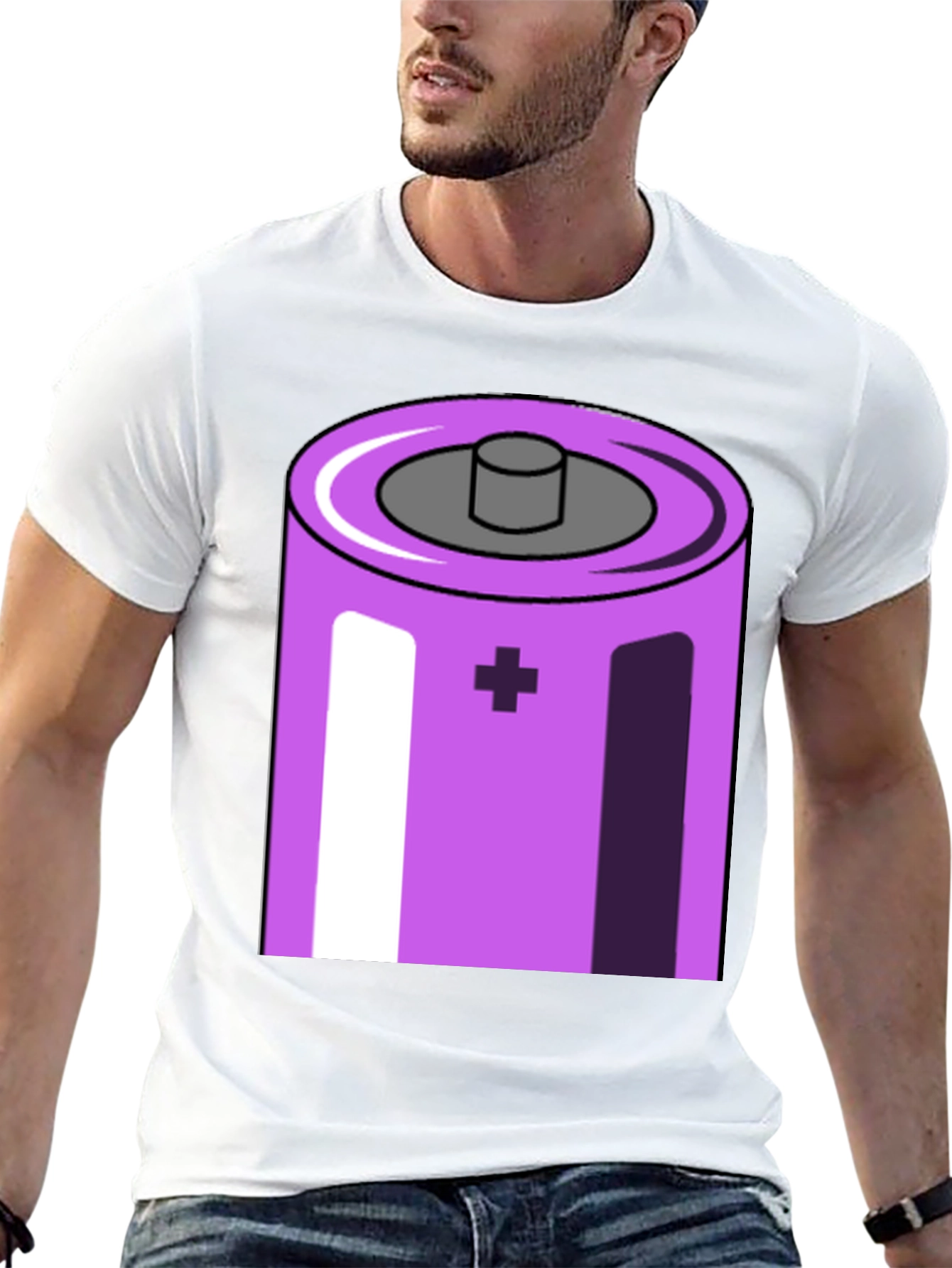 Black Battery Graphic Tee - Mens Novelty T-Shirt view 13