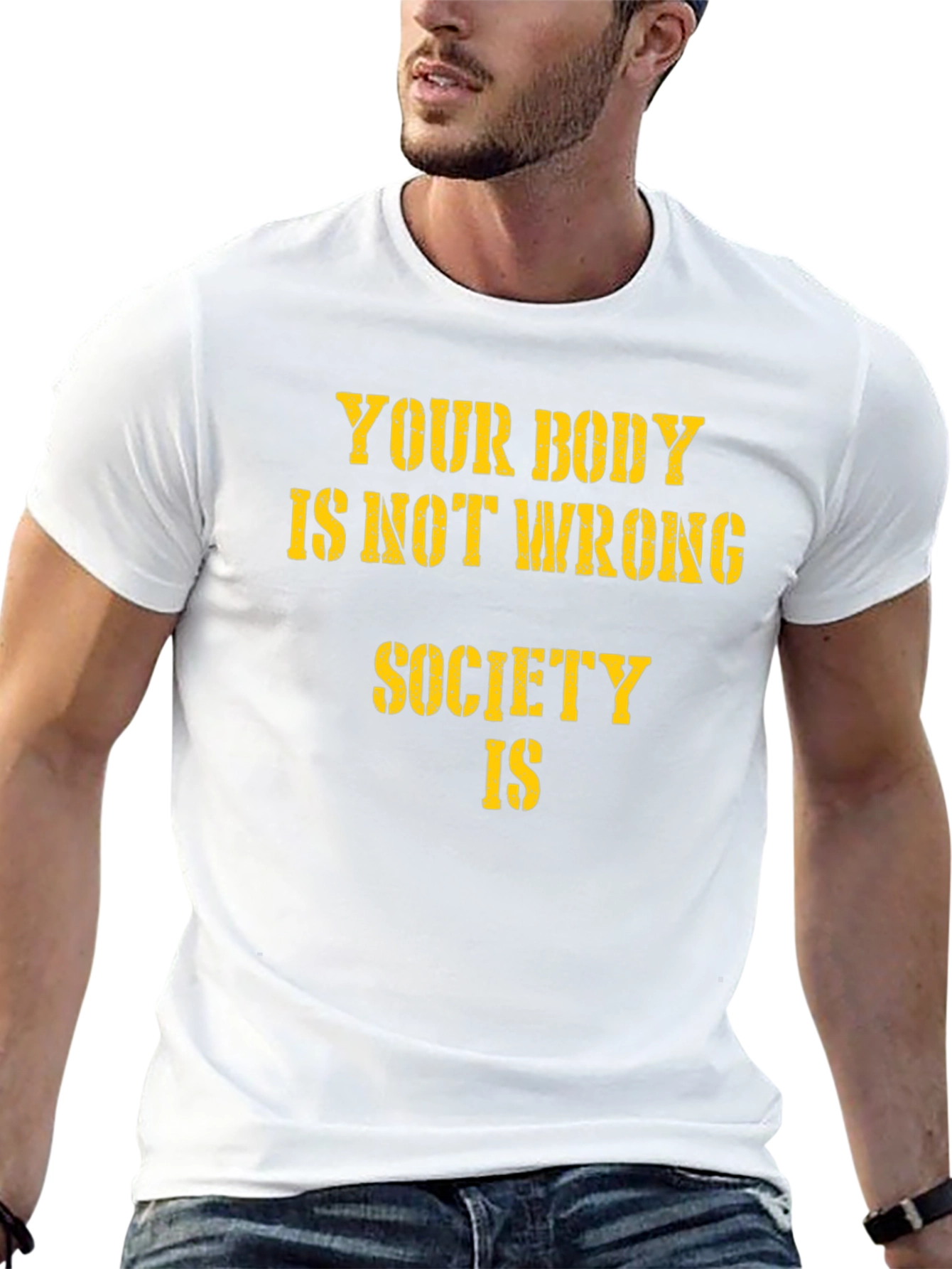 Black Body Positive Statement T-Shirt - Your Body Is Not Wrong view 13