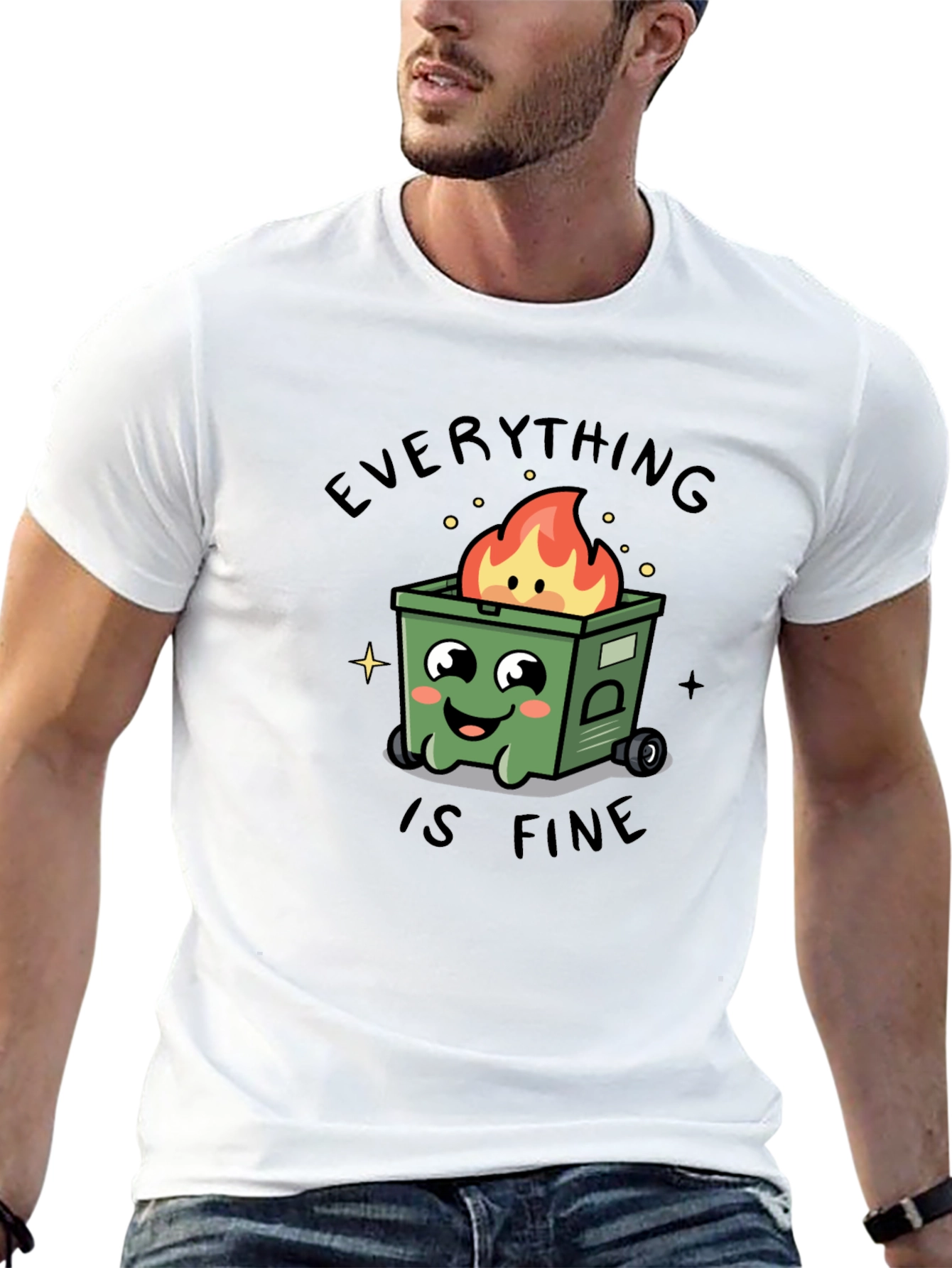 Black Everything Is Fine T-Shirt - Dumpster Fire Graphic Tee view 13