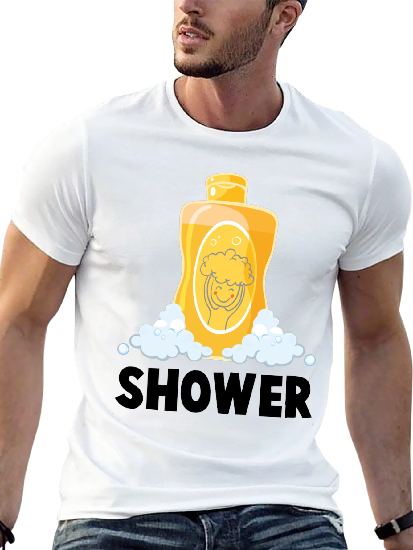 Black Shower Time Cartoon Graphic Tee view 13