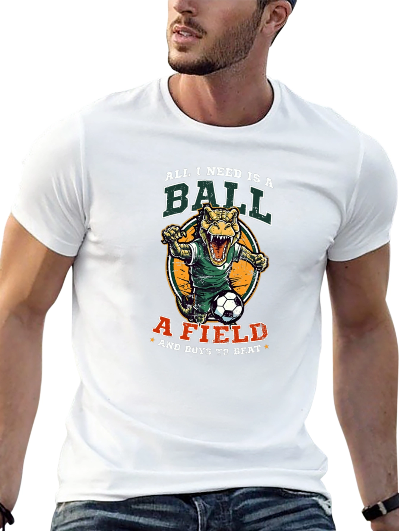 Black Dino Soccer T-Shirt - All I Need Is A Ball view 13