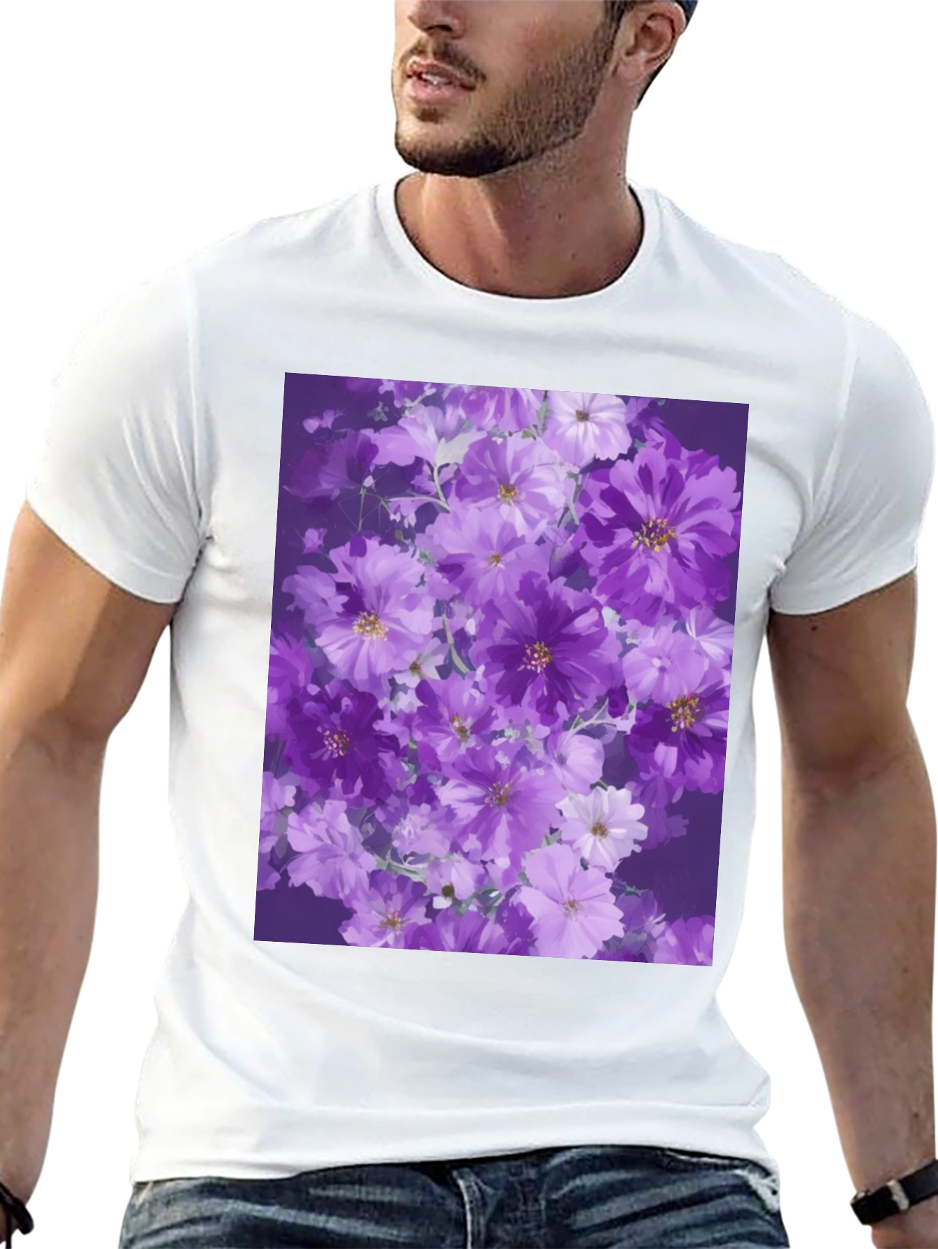 Black Floral Print Black T-Shirt view 13