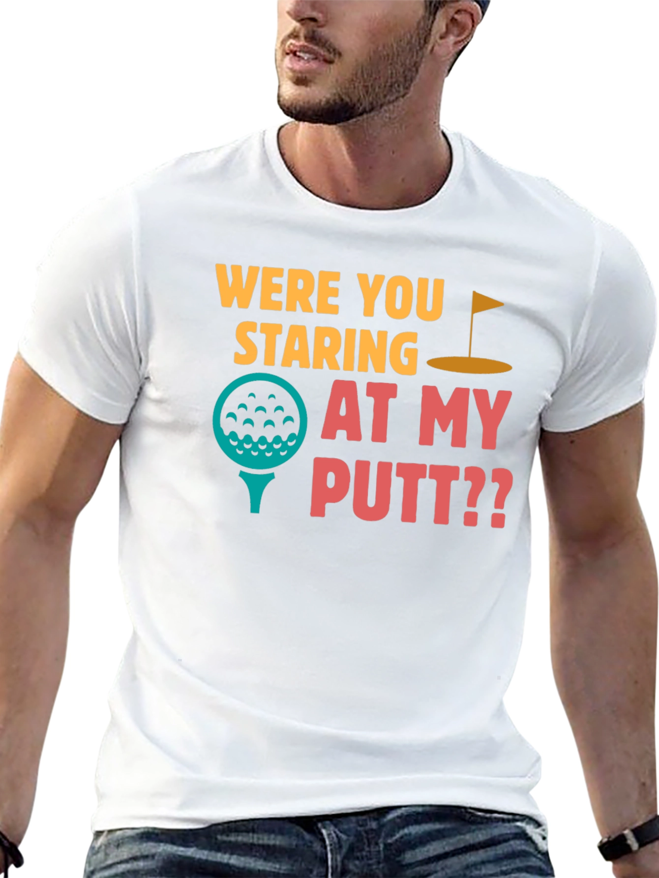 Black Were You Staring at My Putt T-Shirt view 13