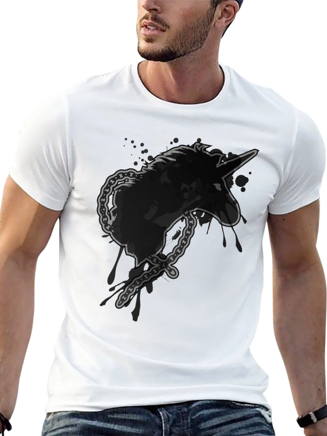 Black Unicorn Chain Graphic Tee view 13