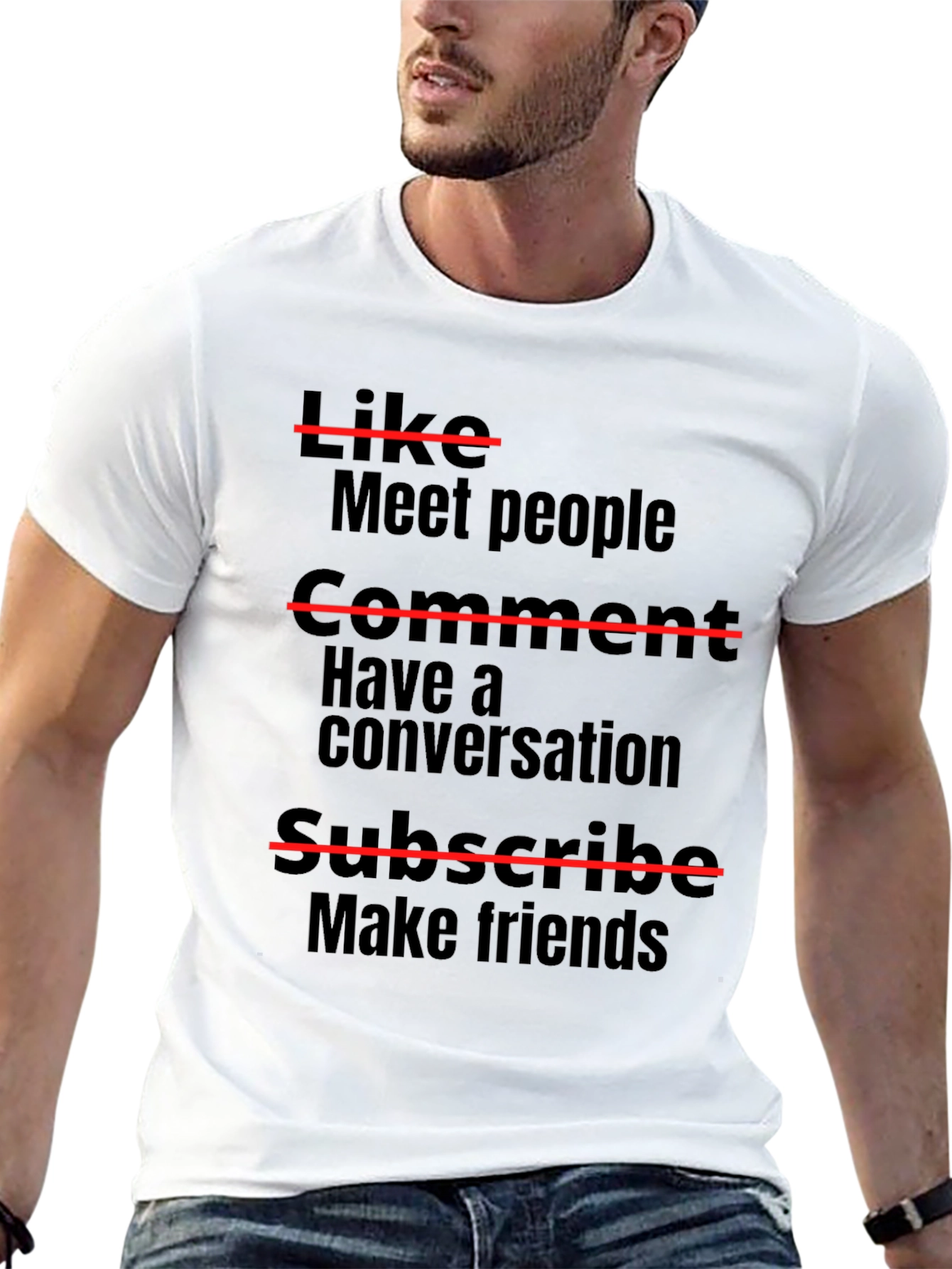 Black Funny Graphic Tee: Like, Comment, Subscribe T-Shirt view 13