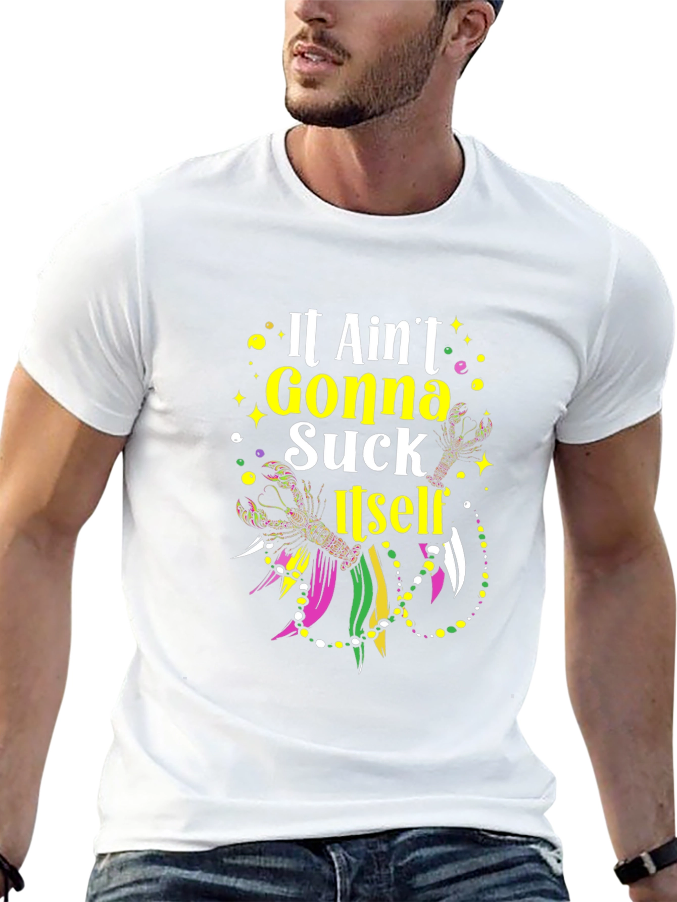 Black Mardi Gras T-Shirt - It Ain't Gonna Suck Itself view 13