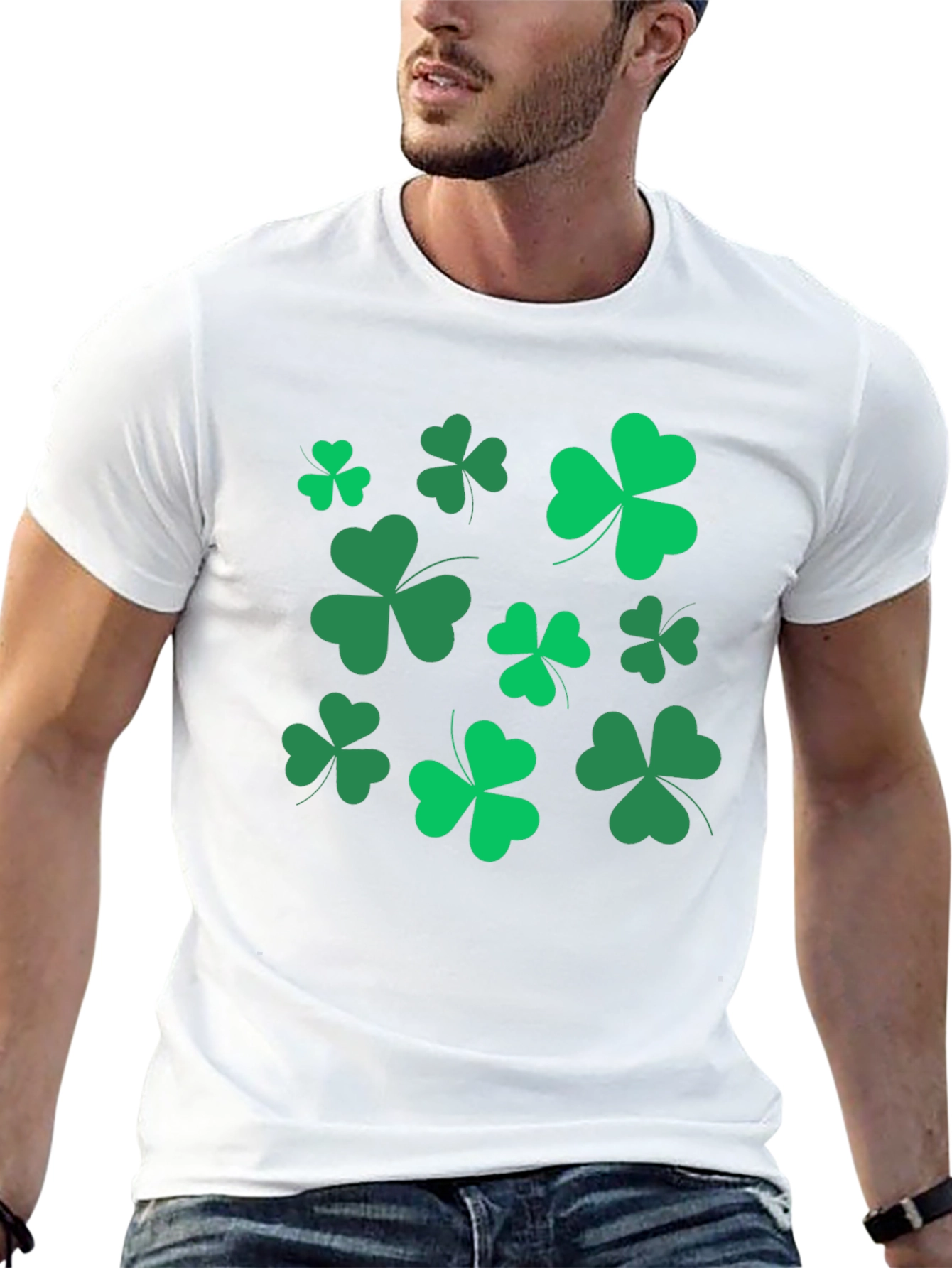 Shamrock Print Crew Neck T-Shirt - 13