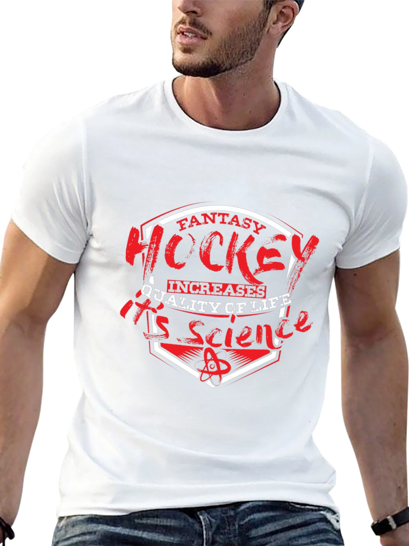 Black Fantasy Hockey is Science Black T-Shirt view 13