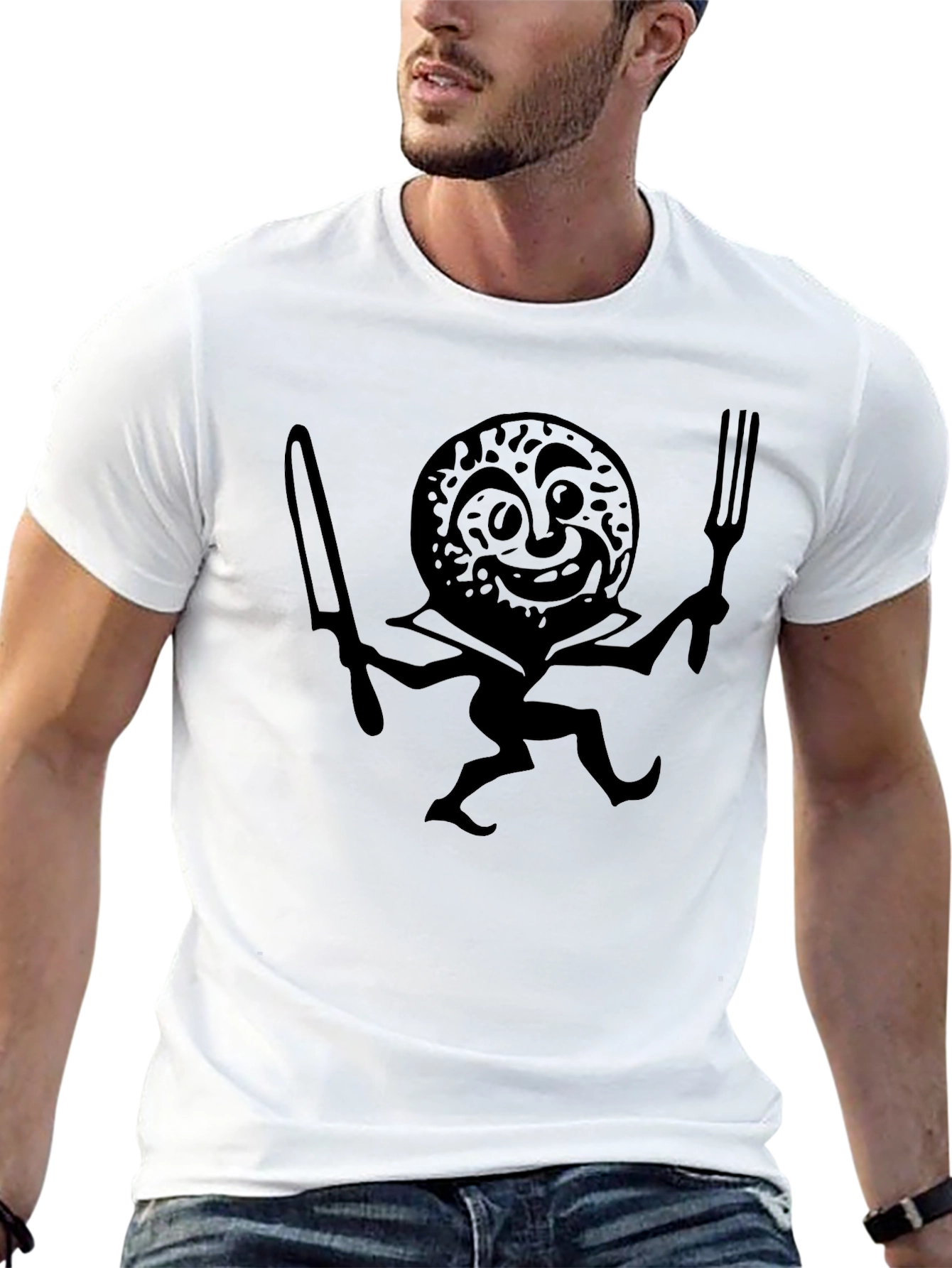 Black Whimsical Donut Chef Graphic T-Shirt view 13