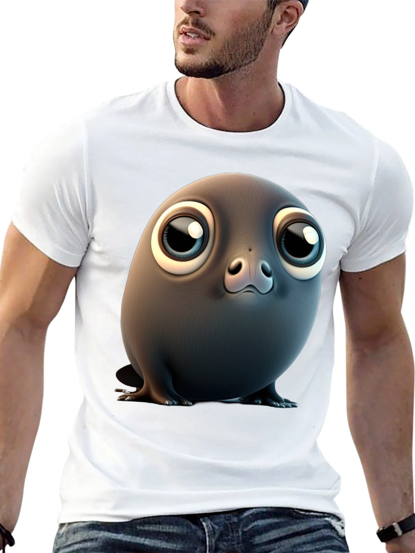 Black Seal Pup Graphic Tee - Black Cotton Blend view 13