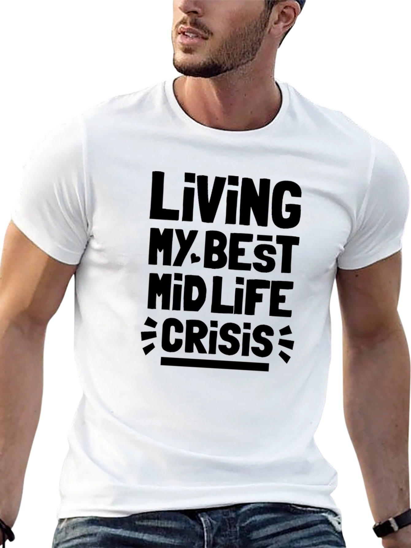 Black Living My Best Midlife Crisis Black Graphic Tee view 13