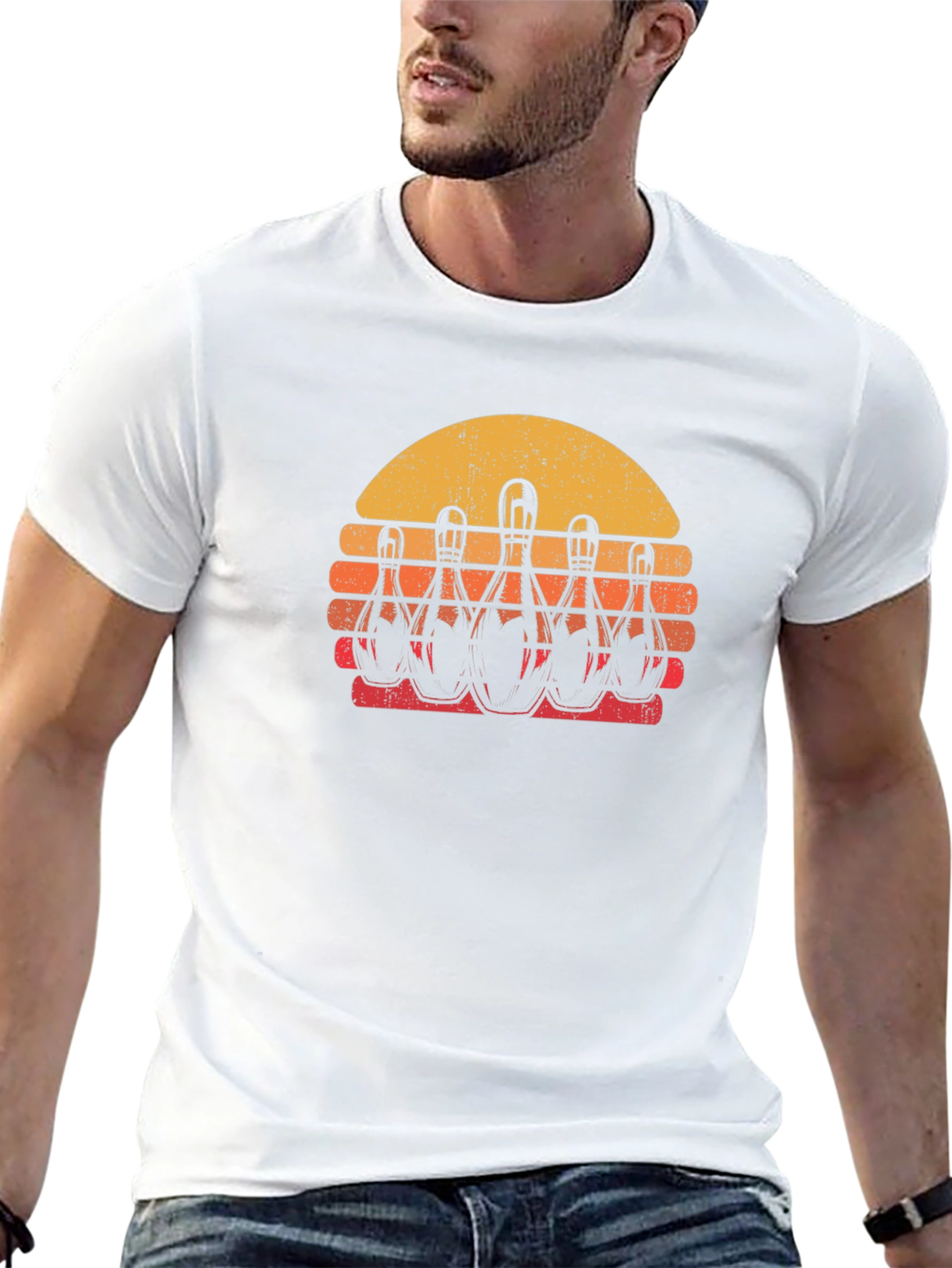 Black Retro Bowling Sunset T-Shirt view 13